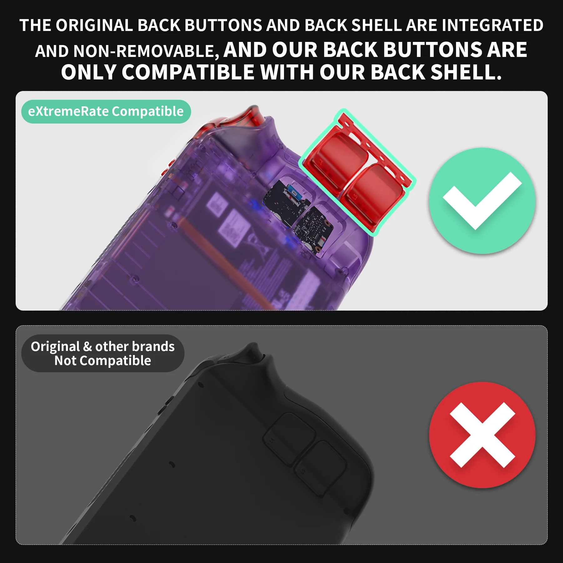 eXtremeRate Replacement Full Set Buttons for Steam Deck LCD - Clear Red - Image 4