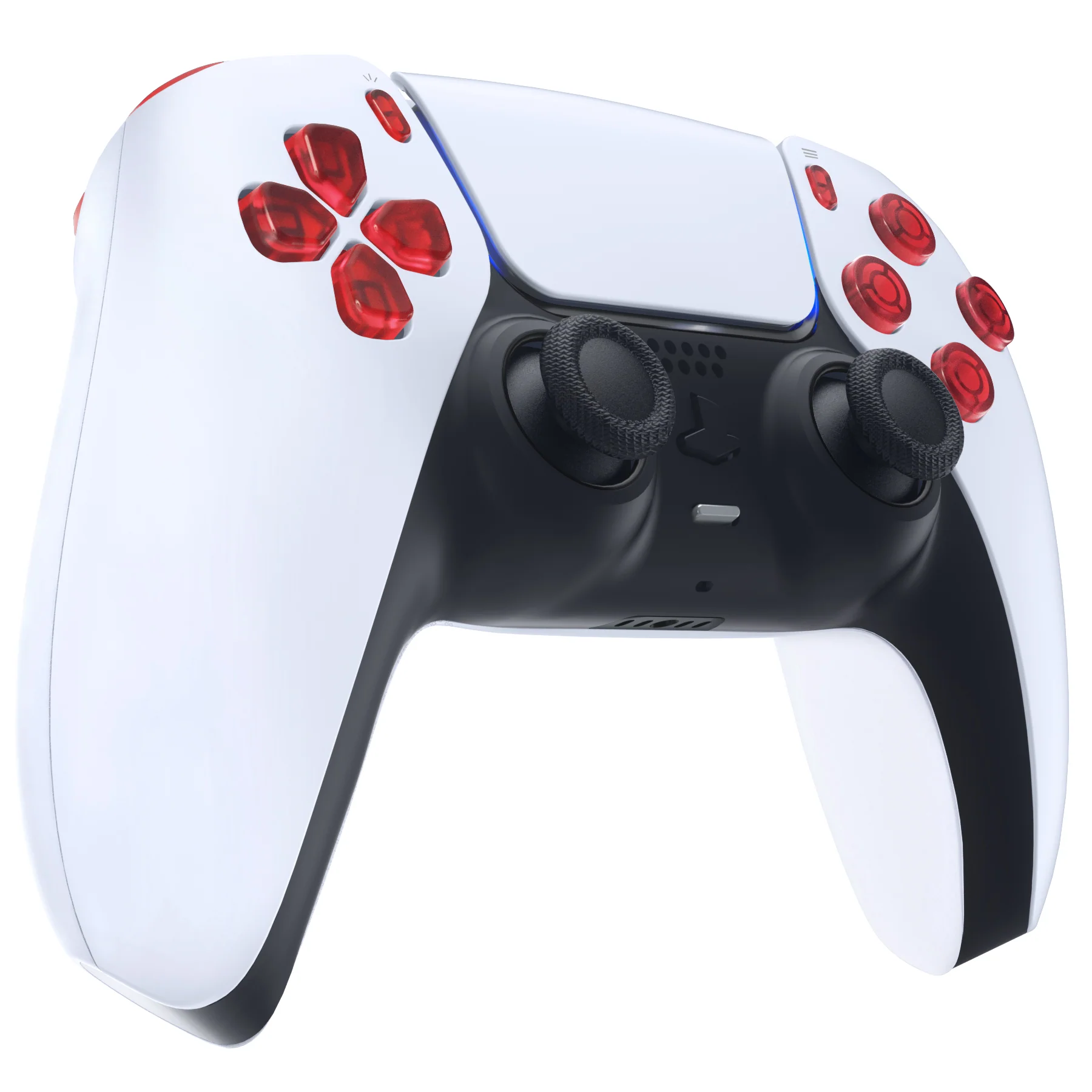 eXtremeRate Replacement Full Set Buttons Compatible with PS5 Controller BDM-030/040/050/060 - Clear Red - Image 6