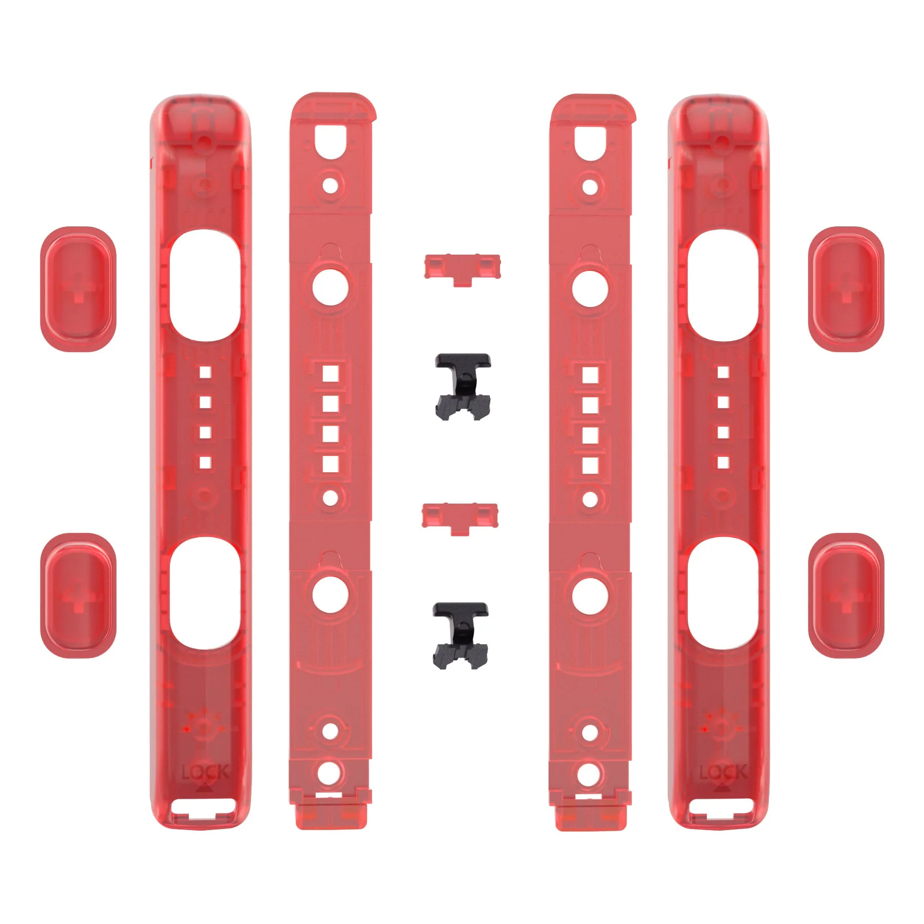 eXtremeRate 2 Pack Custom Replacement shell for Joycon Strap of NS Switch - Clear Red - Image 8