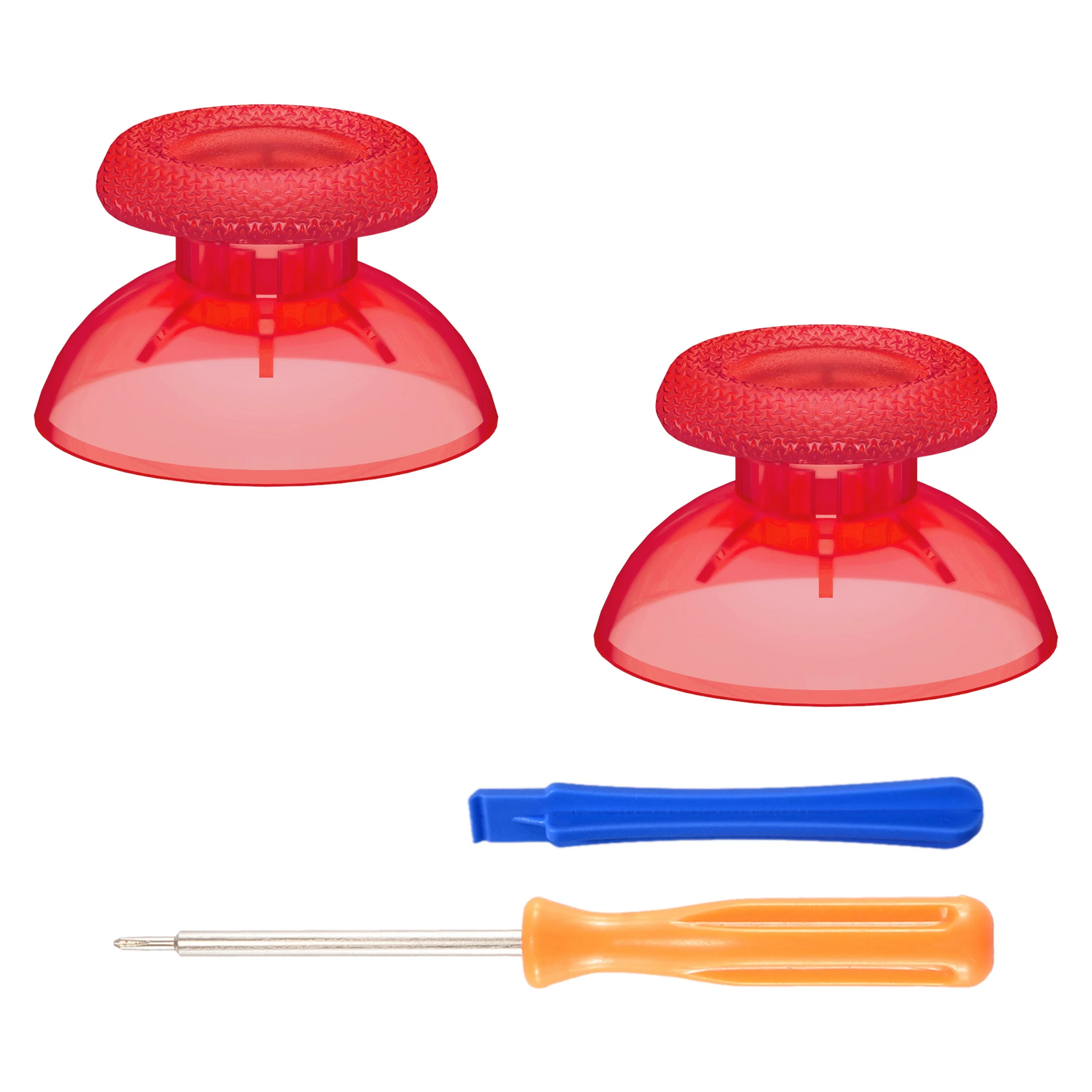 eXtremeRate Replacement Thumbsticks Analog Stick Joystick Compatible with PS5 & PS4 All Model Controller - Clear Red