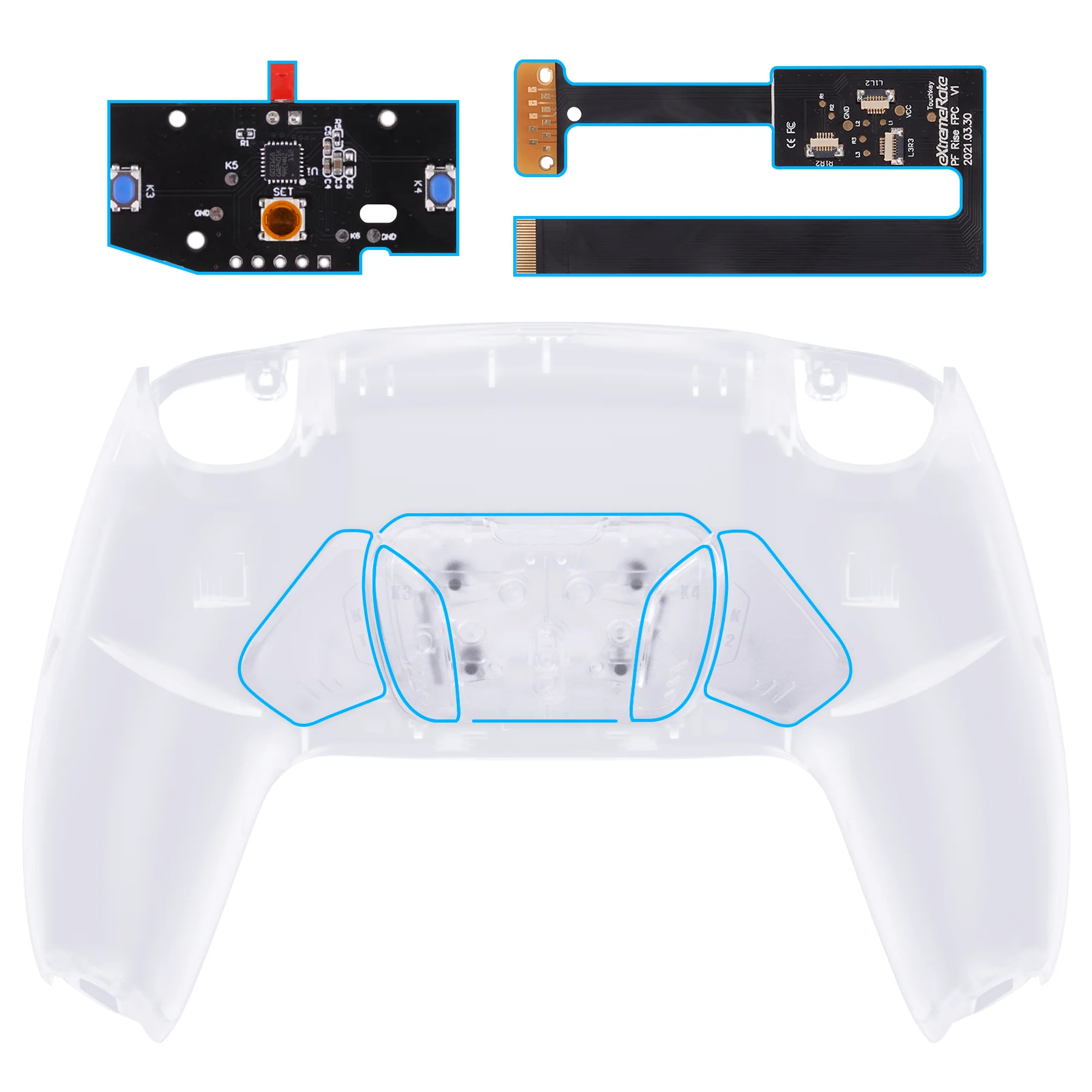 eXtremeRate Remappable RISE4 Remap Kit for PS5 Controller BDM-010/020 - Clear