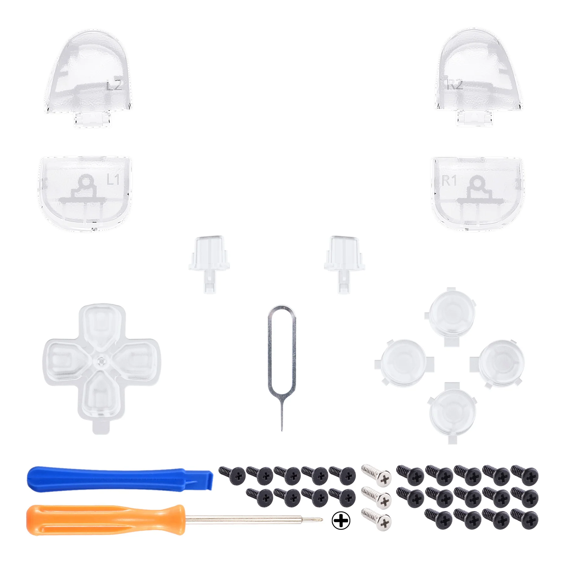 eXtremeRate Replacement Full Set Buttons Compatible with PS5 Controller BDM-030/040/050/060 - Clear - Image 2