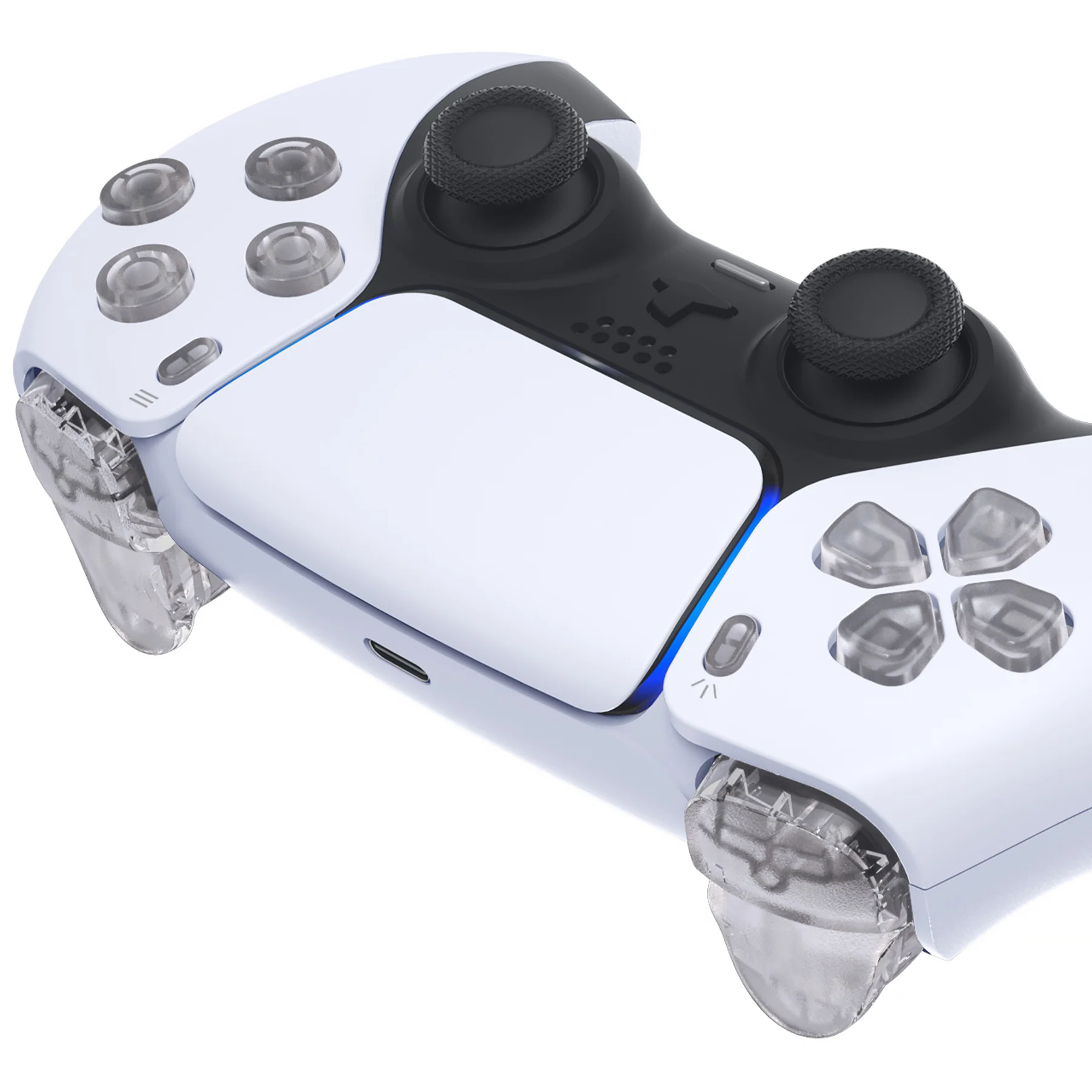 eXtremeRate Replacement Full Set Buttons Compatible with PS5 Controller BDM-030/040/050/060 - Clear - Image 7