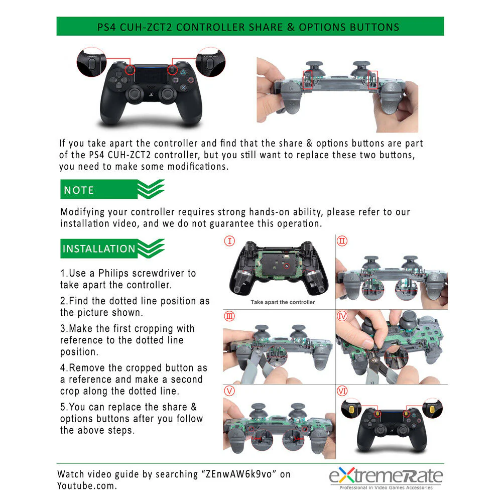 eXtremeRate Replacement Full Set Shell with Buttons for PS4 Slim Pro Controller Controller (CUH-ZCT2 JDM-040/050/055) - Clear - Image 9