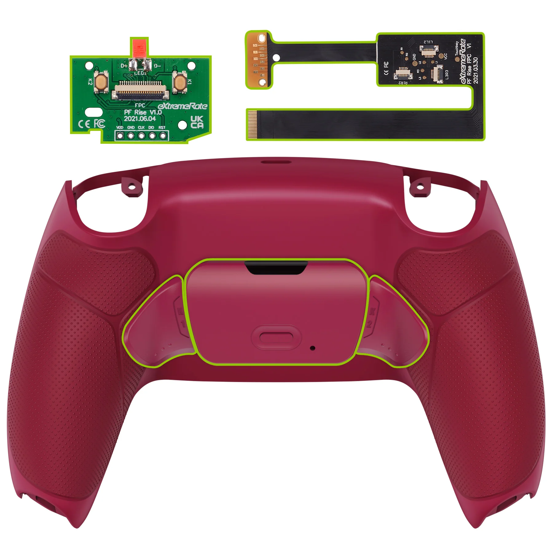 eXtremeRate Remappable Rise 2.0 Remap Kit for PS5 Controller BDM-010 & BDM-020 - Rubberized Cosmic Red