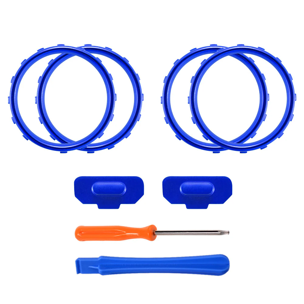 eXtremeRate 2 Pack of Accent Rings with Profile Switch Buttons for Xbox One Elite Controller (Model 1698) - Matte Chrome Blue