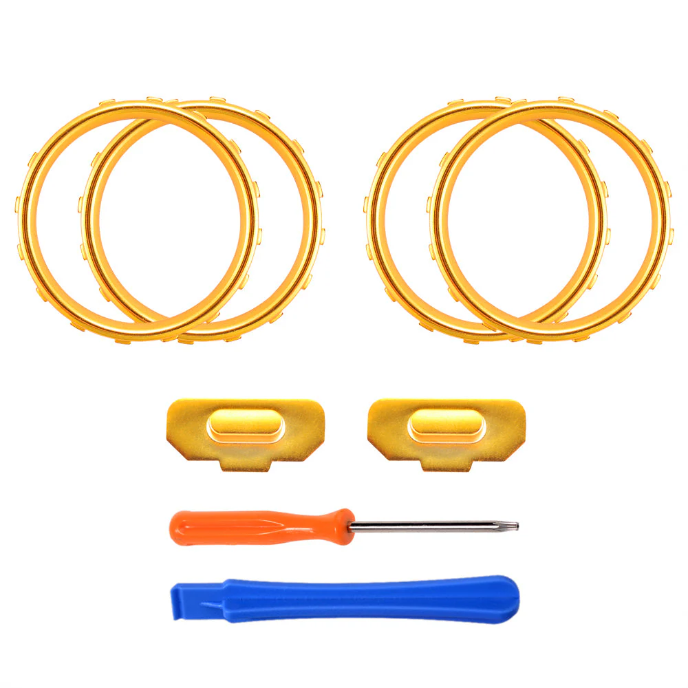 eXtremeRate 2 Pack of Accent Rings with Profile Switch Buttons for Xbox One Elite Controller (Model 1698) - Matte Chrome Gold