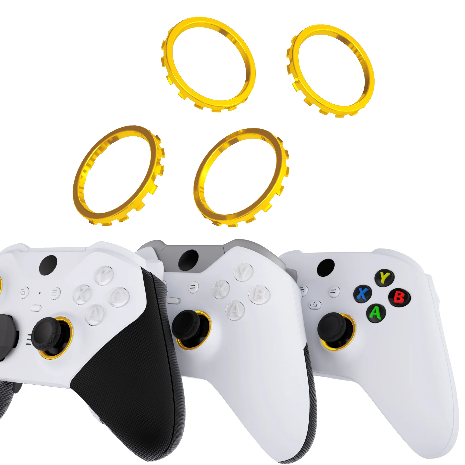 eXtremeRate Custom Accent Rings for Xbox Elite Series 2 Core & for Elite Series 2 & for Xbox One Elite Controller, Compatible with eXtremeRate ASR Version Shell for Xbox Series X/S Controller - Chrome Gold