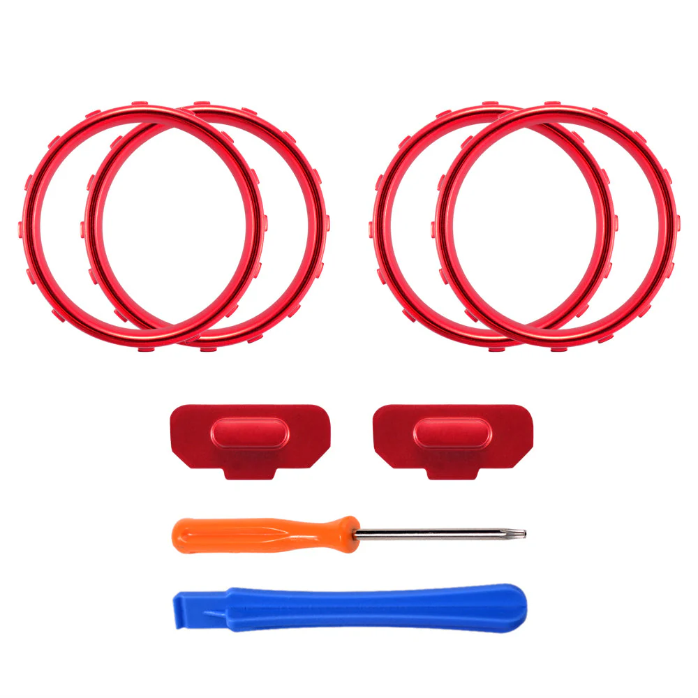 eXtremeRate 2 Pack of Accent Rings with Profile Switch Buttons for Xbox One Elite Controller (Model 1698) - Matte Chrome Red