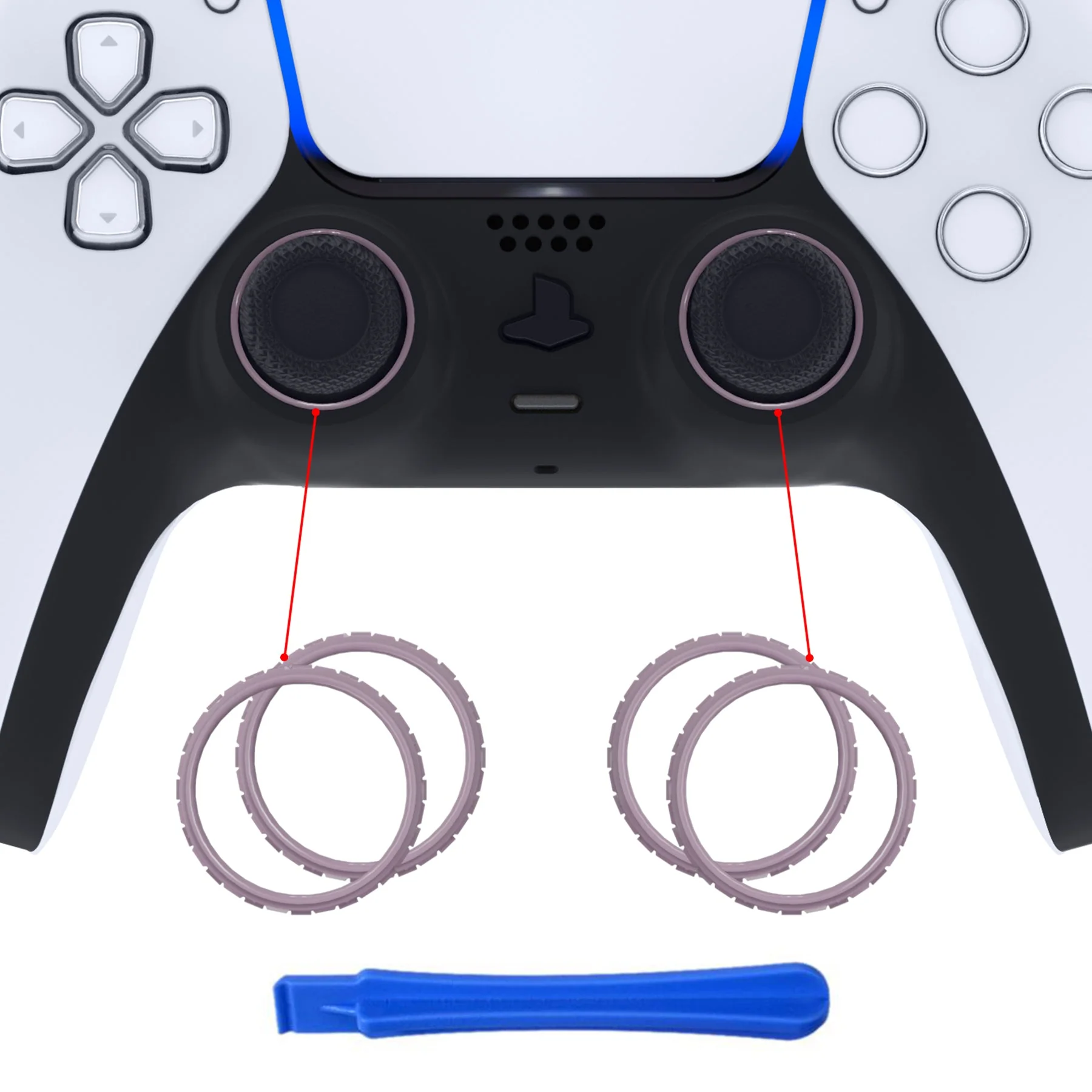 eXtremeRate Custom Replacement Accent Rings for PS5 Controller - Dark Grayish Violet