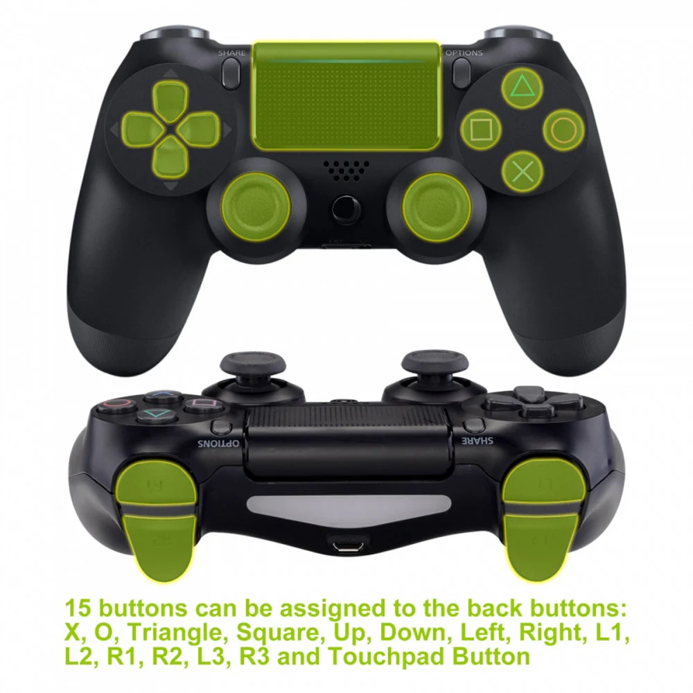 eXtremeRate Dawn Remappable Remap Kit with Redesigned Back Shell & 4 Back Buttons for PS4 Controller JDM 040/050/055 - Chrome Gold - Image 5