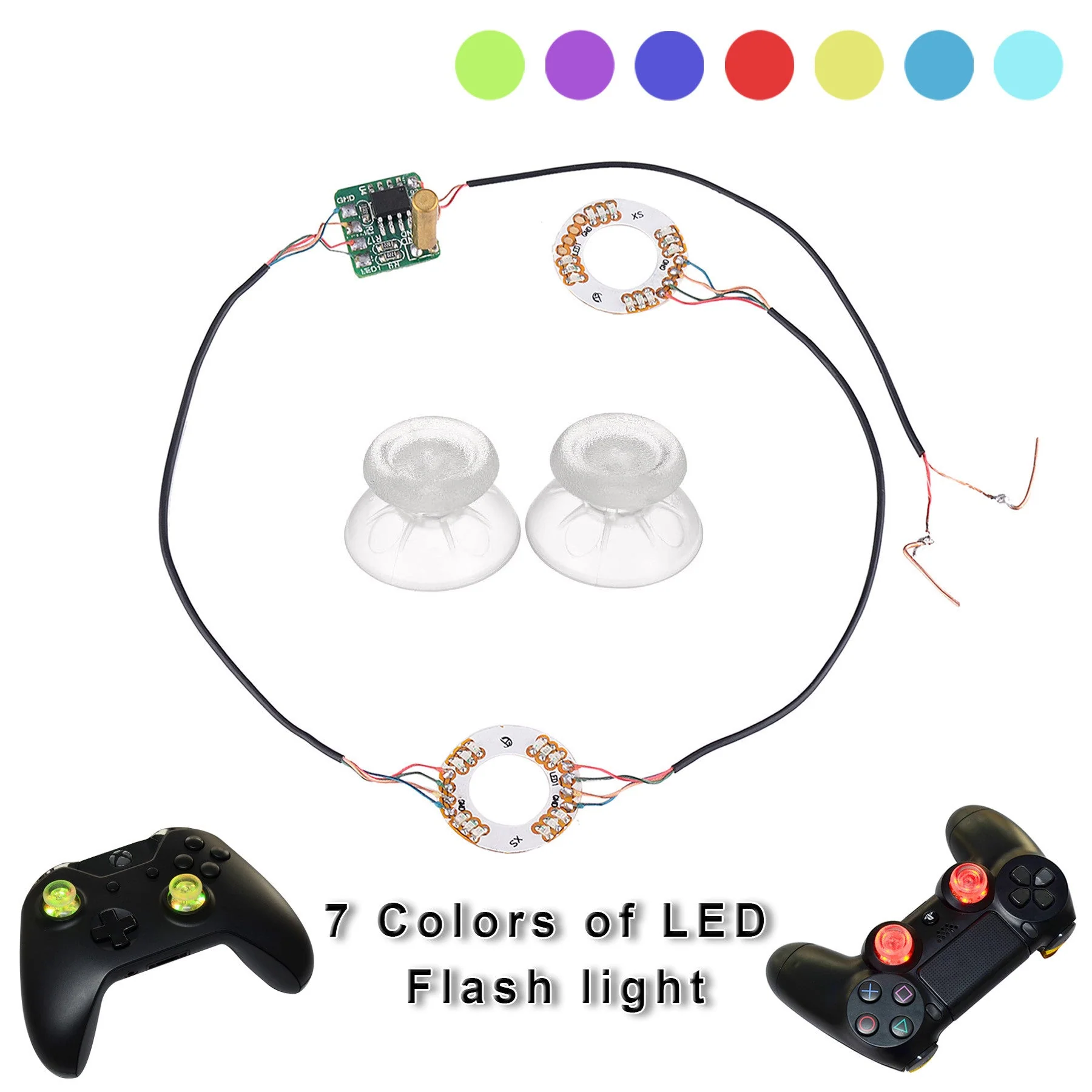 eXtremeRate DIY Button Clear Analog Thumb Sticks Led Light for PS4 Controller