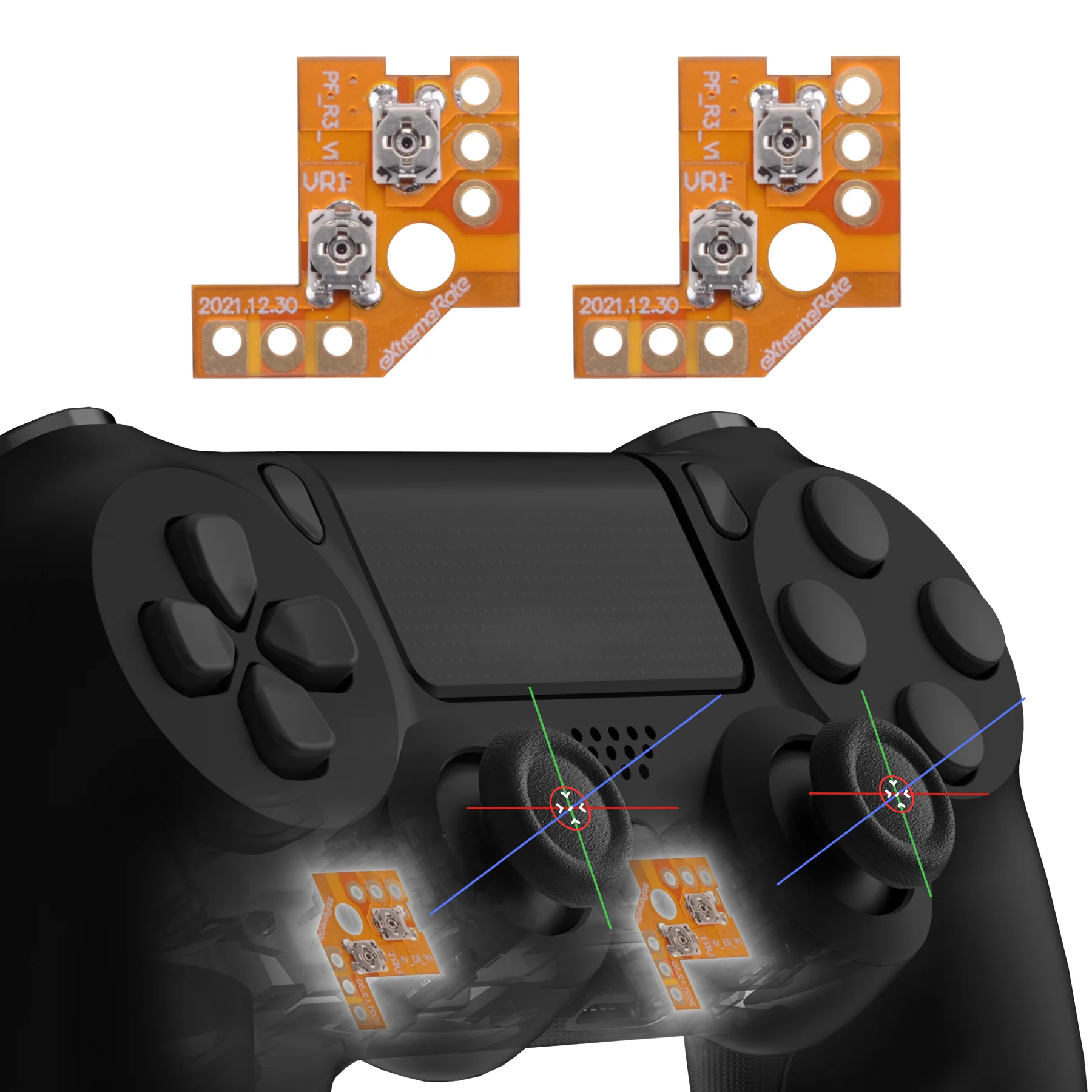 eXtremeRate Drifix Thumbsticks Drift Fix Repair Kit for PS4 Slim Pro Controller (JDM-040/050/055)