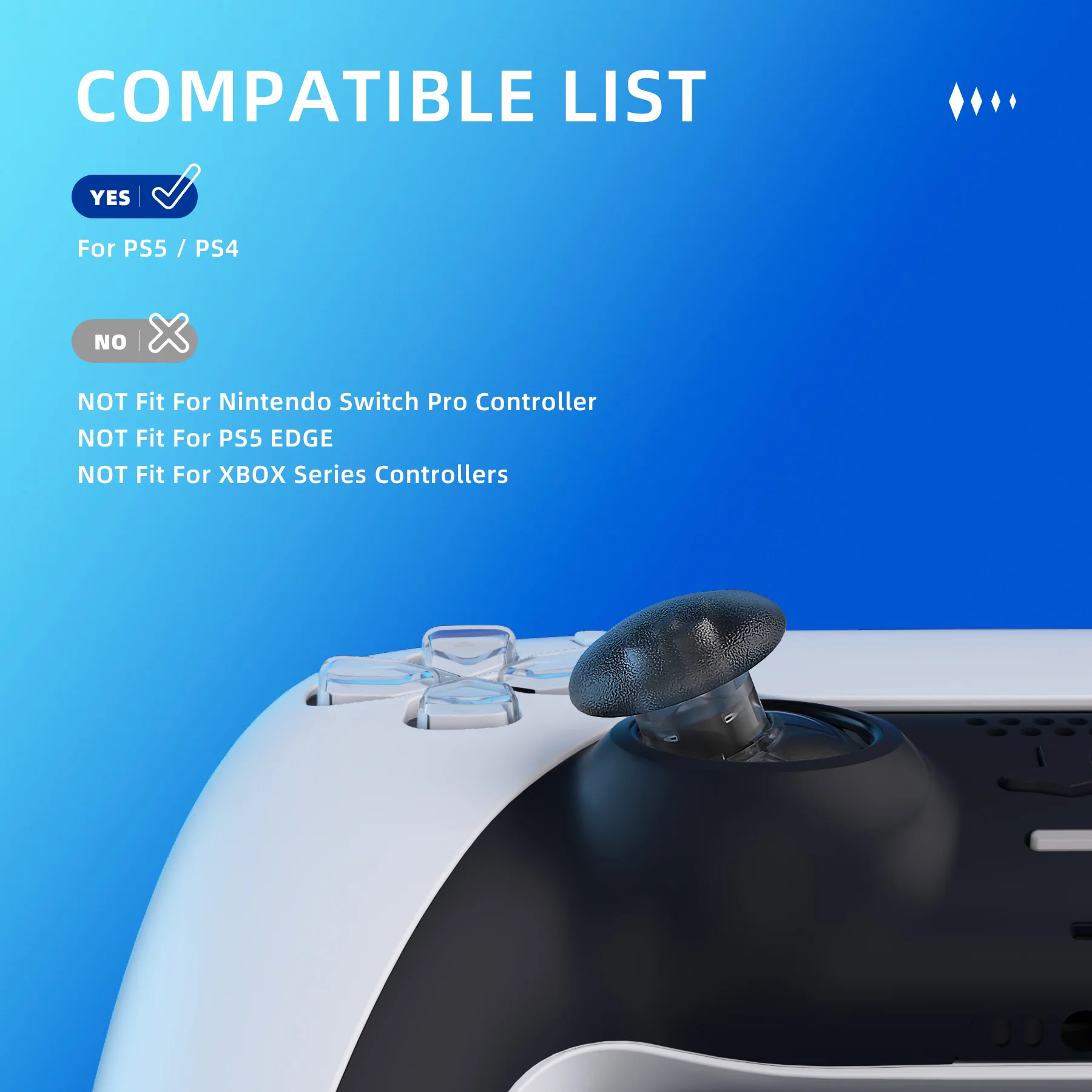 eXtremeRate EDGE Sticks Replacement Interchangeable Thumbsticks for PS5 & PS4 All Model Controllers - Clear Black - Image 5