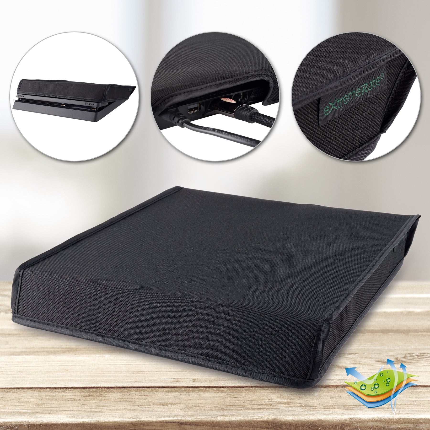 eXtremeRate Horizontal Dust Cover for PS4 slim console - Black