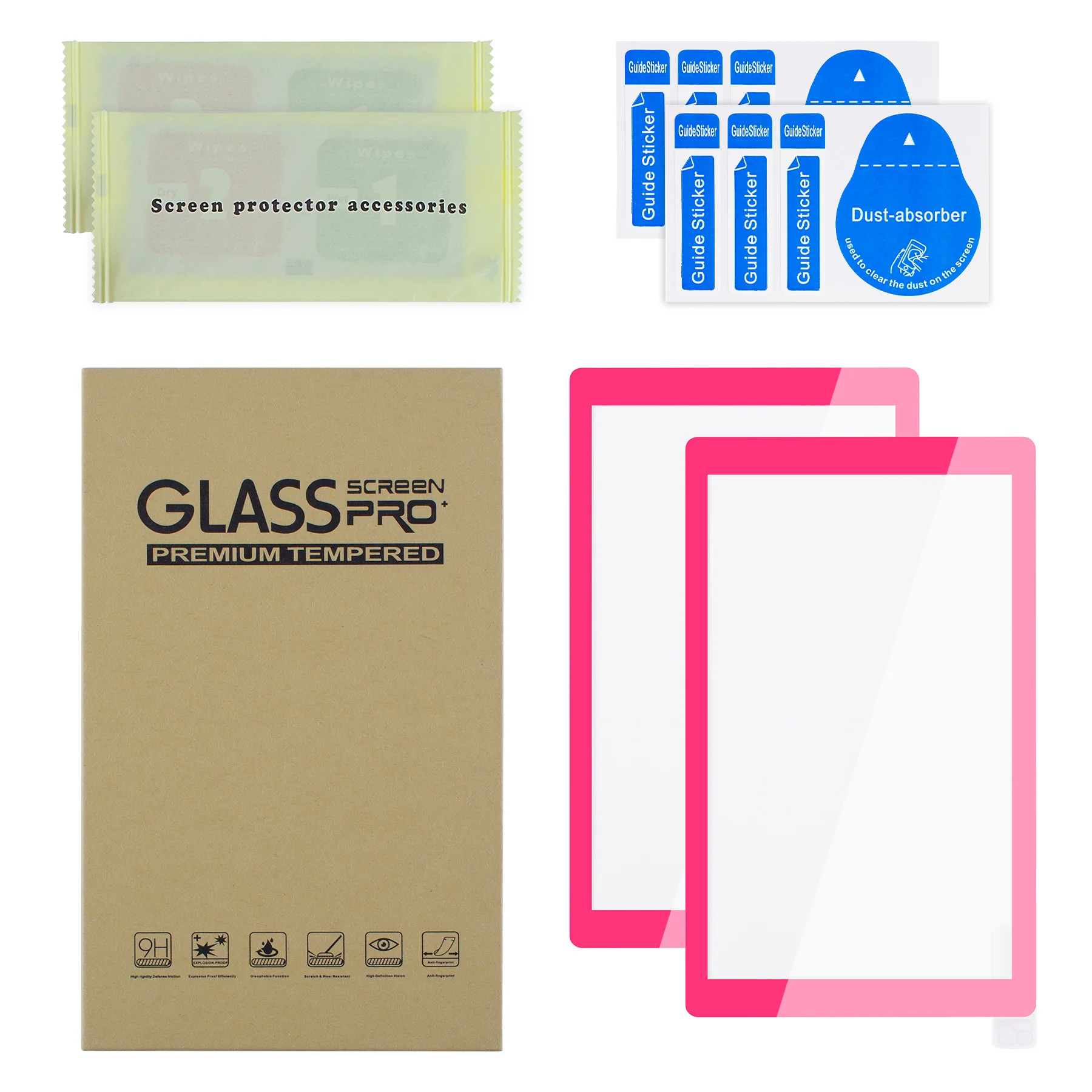 eXtremeRate 2 Pack Anti-Scratch Transparent HD Tempered Glass Screen Protector for Nintendo Switch Lite - Bright Pink - Image 2