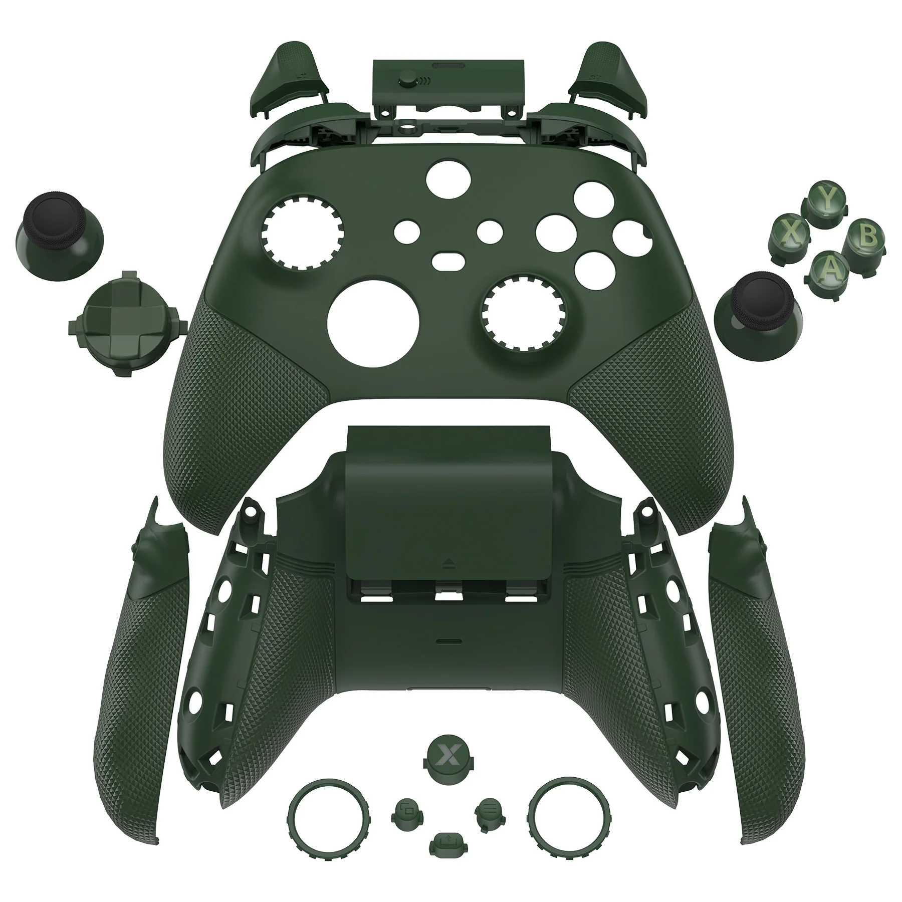 eXtremeRate ASR Version Performance Redesigned Full Set Shell Buttons with Ergonomic Trigger Stop Rubberized Grip for Xbox Series X/S Controller & Xbox Core Controller - Diamond Textured Deep Pine Green - Image 2