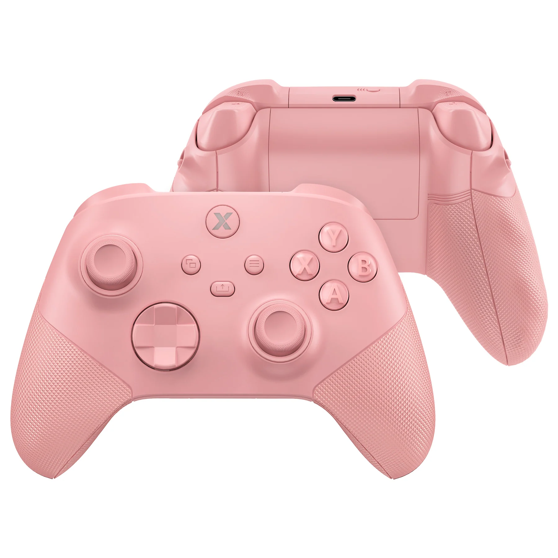 eXtremeRate ASR Version Performance Redesigned Full Set Shell Buttons with Ergonomic Trigger Stop Rubberized Grip for Xbox Series X/S Controller & Xbox Core Controller - Diamond Textured Pale Red