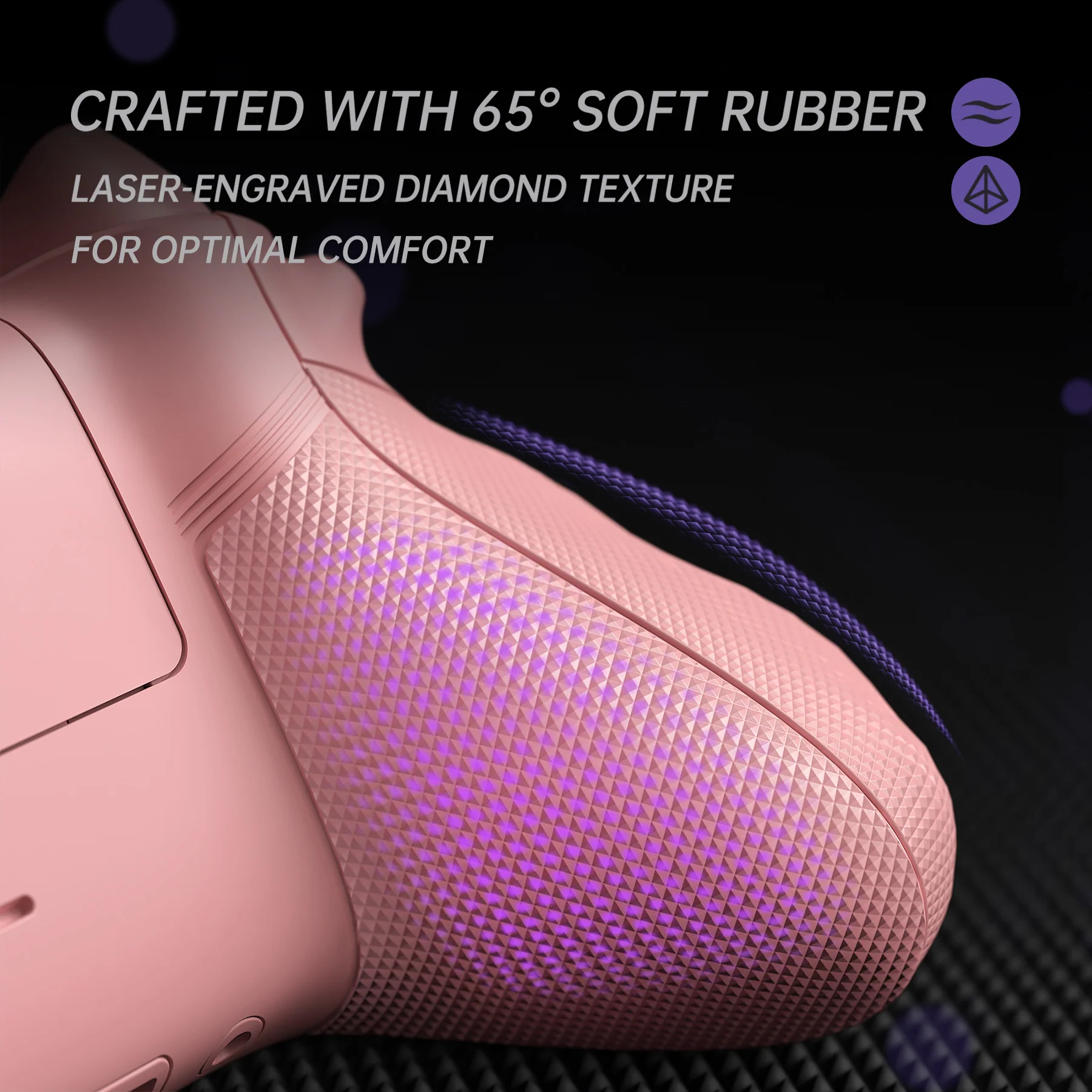 eXtremeRate ASR Version Performance Redesigned Full Set Shell Buttons with Ergonomic Trigger Stop Rubberized Grip for Xbox Series X/S Controller & Xbox Core Controller - Diamond Textured Pale Red - Image 10