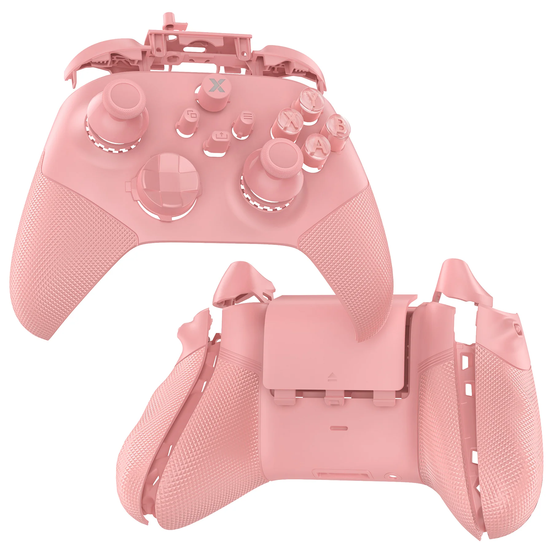 eXtremeRate ASR Version Performance Redesigned Full Set Shell Buttons with Ergonomic Trigger Stop Rubberized Grip for Xbox Series X/S Controller & Xbox Core Controller - Diamond Textured Pale Red - Image 8