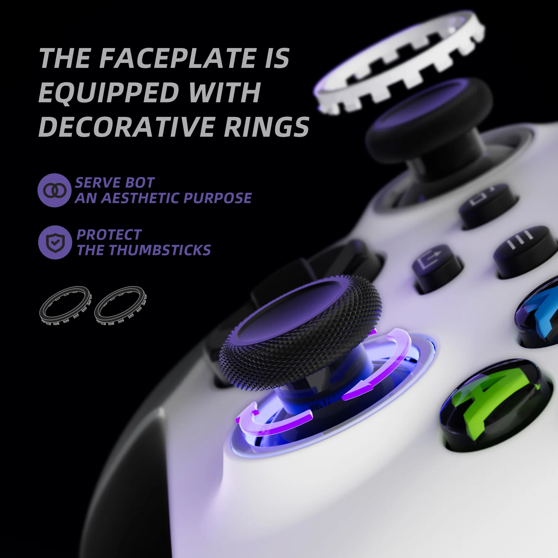 eXtremeRate ASR Version Performance Rubberized Grip Front Housing Shell with Accent Rings for Xbox Series X & S Controller - White & Gray - Image 5