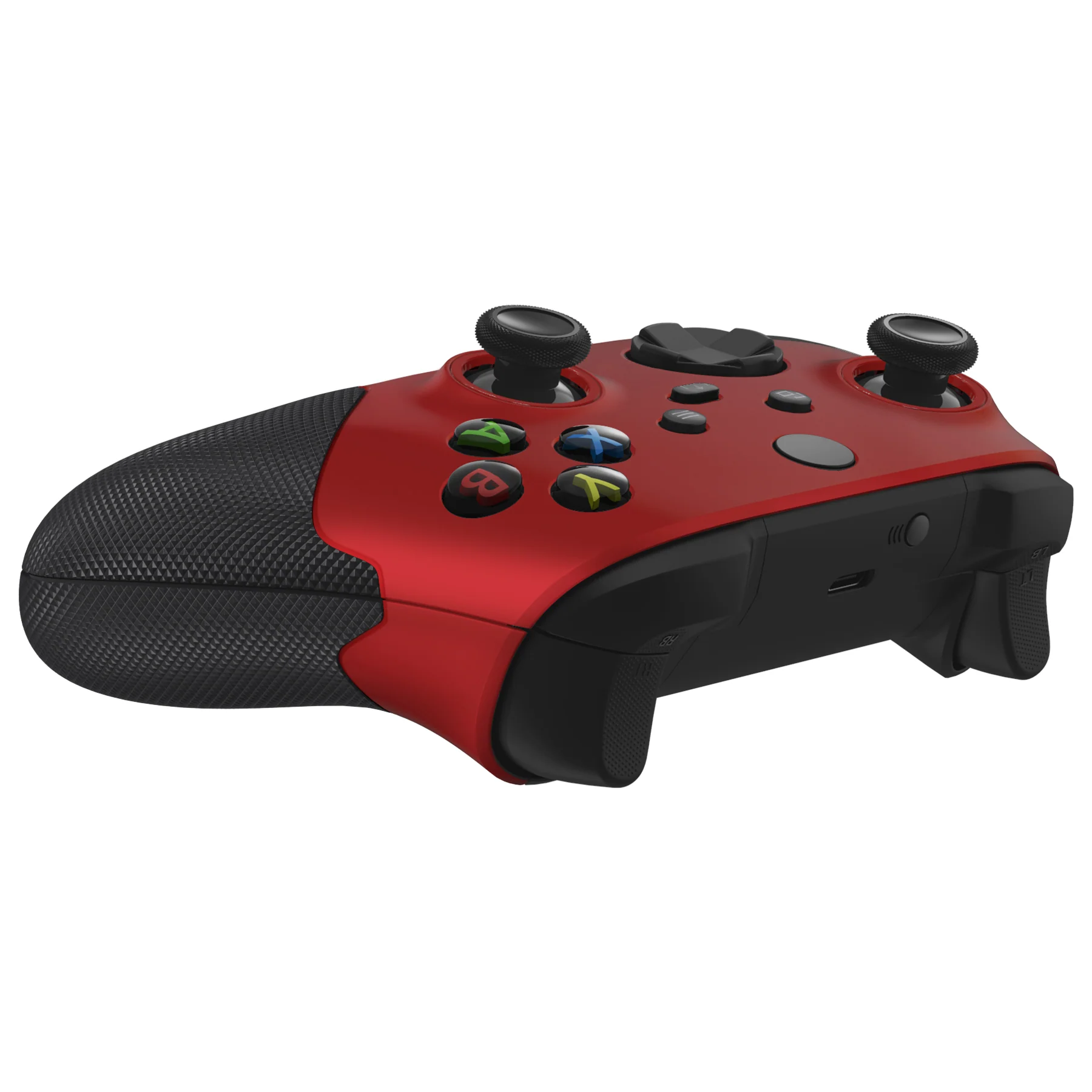eXtremeRate ASR Version Performance Rubberized Side Rails Front Housing Shells with Accent Rings for Xbox Series X & S Controller - Scarlet Red & Black - Image 10