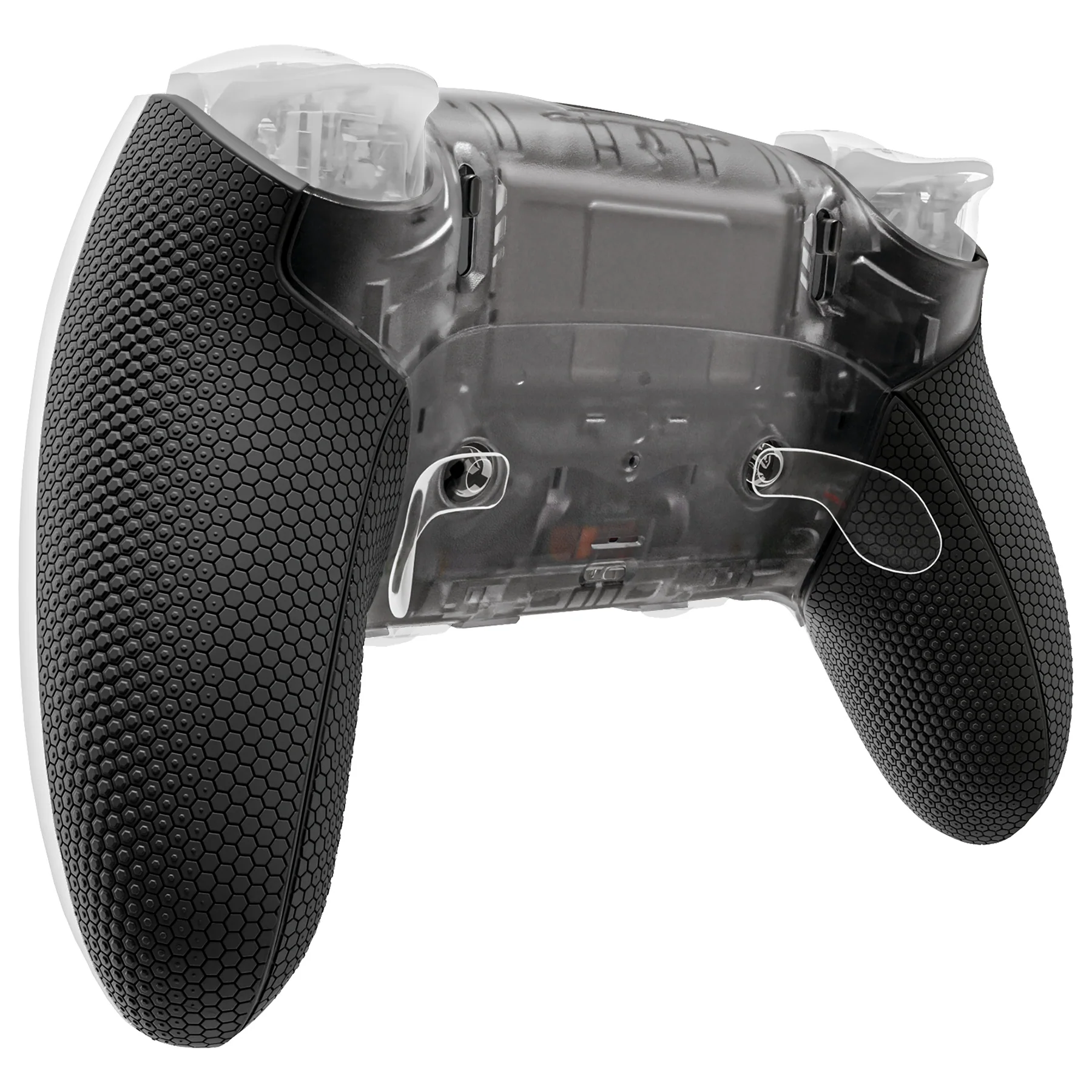 eXtremeRate Beyond-ARC Bottom Shell Kit with Rubberised Grip for PS5 Edge Controller - Clear & Black - Image 4