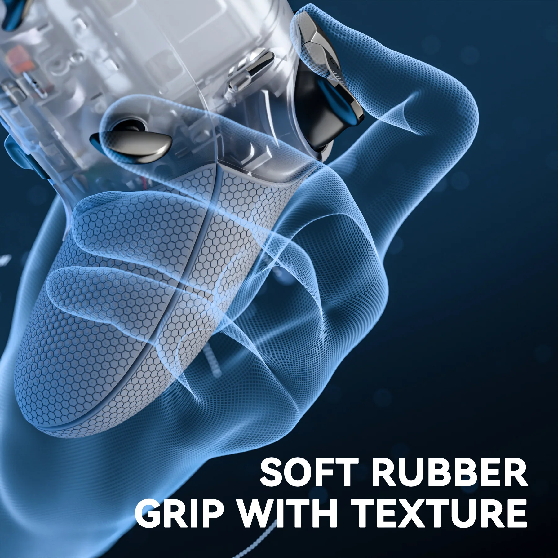 eXtremeRate Beyond-ARC Bottom Shell Kit with Rubberised Grip for PS5 Edge Controller - Clear & Gray - Image 7
