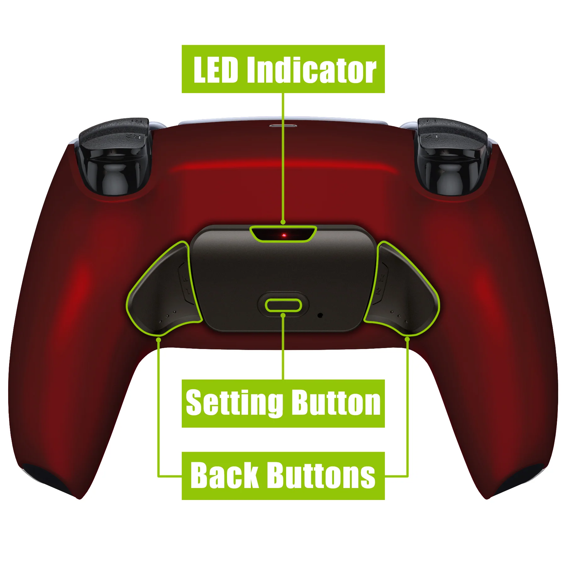 eXtremeRate Black Real Metal Buttons (RMB) Version RISE V3 Remap Kit for PS5 Controller BDM-030/040/050 - Scarlet Red - Image 4