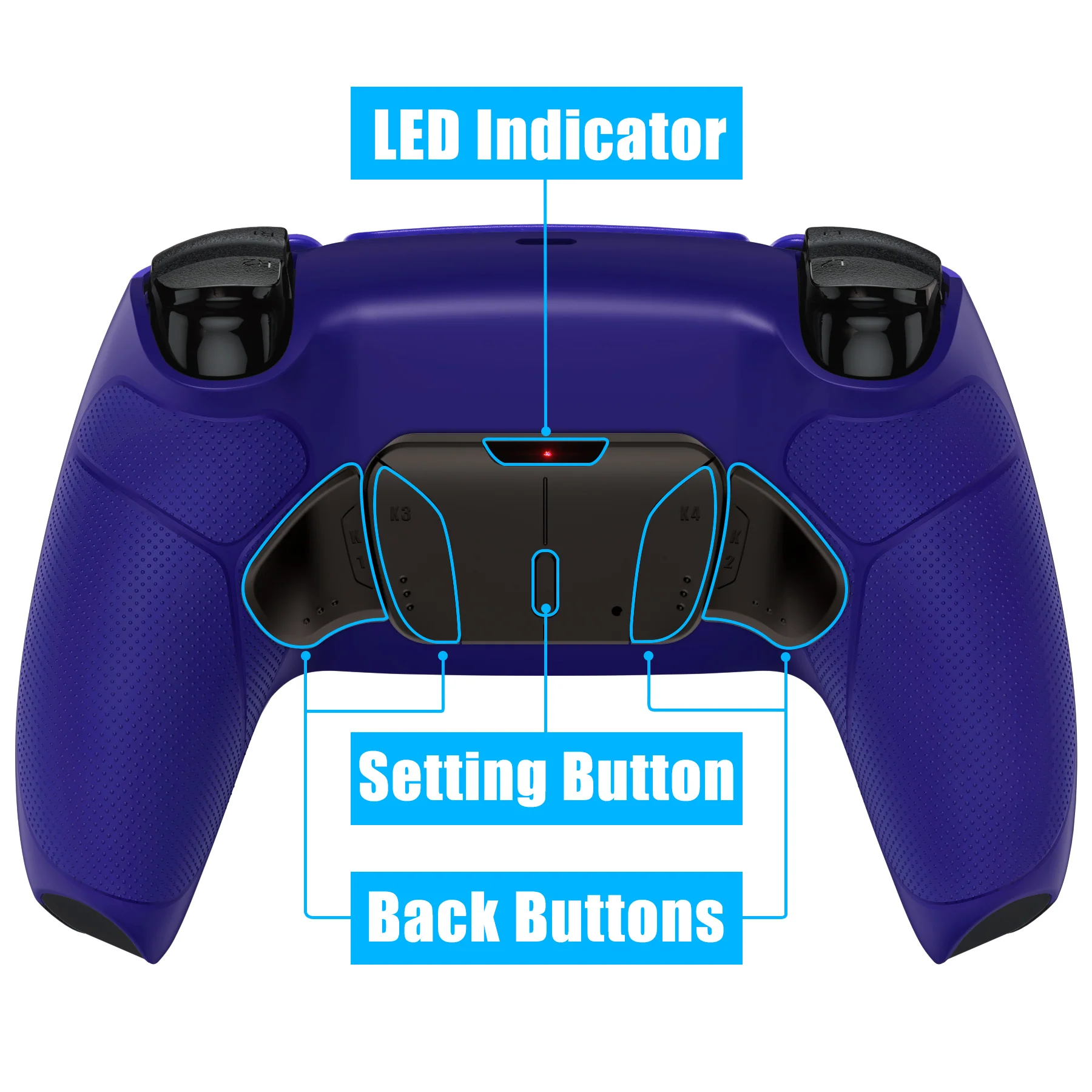 eXtremeRate Black Real Metal Buttons (RMB) Version RISE4 V3 Remap Kit for PS5 Controller BDM-030/040/050 - Rubberized Cobalt Blue - Image 4