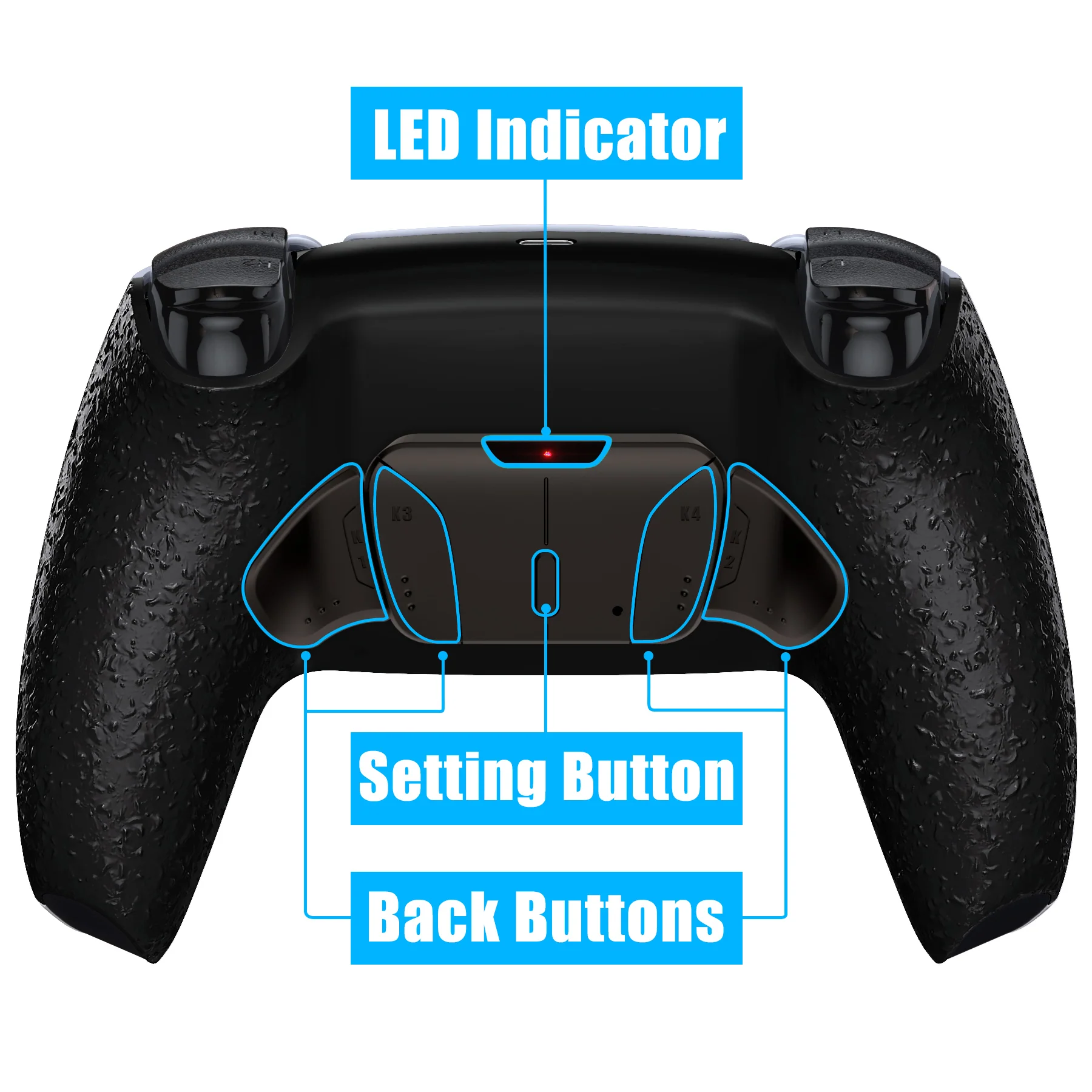 eXtremeRate Black Real Metal Buttons (RMB) Version RISE4 V3 Remap Kit for PS5 Controller BDM-030/040/050 - Textured Black - Image 4