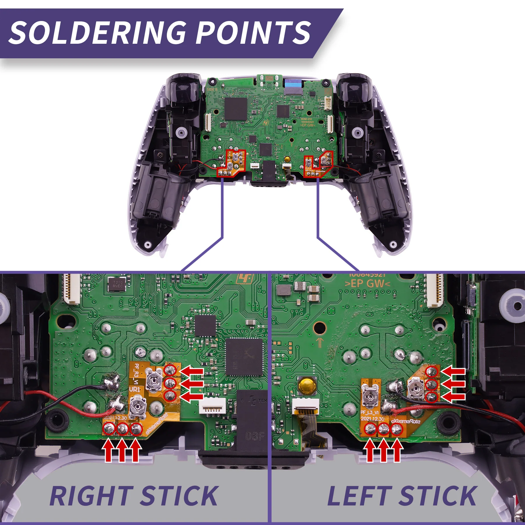 eXtremeRate Custom Drifix Thumbsticks Drift Fix Repair Kit for PS5 Controller BDM-010/020/030/040/050 - Image 6
