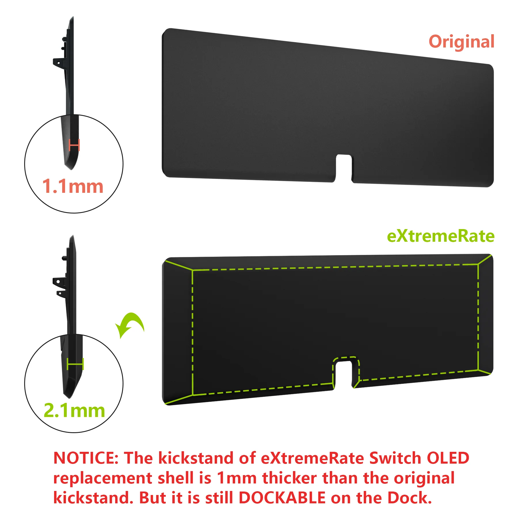 eXtremeRate Custom Replacement Full Set Shell with Buttons for Nintendo Switch OLED - Black - Image 12