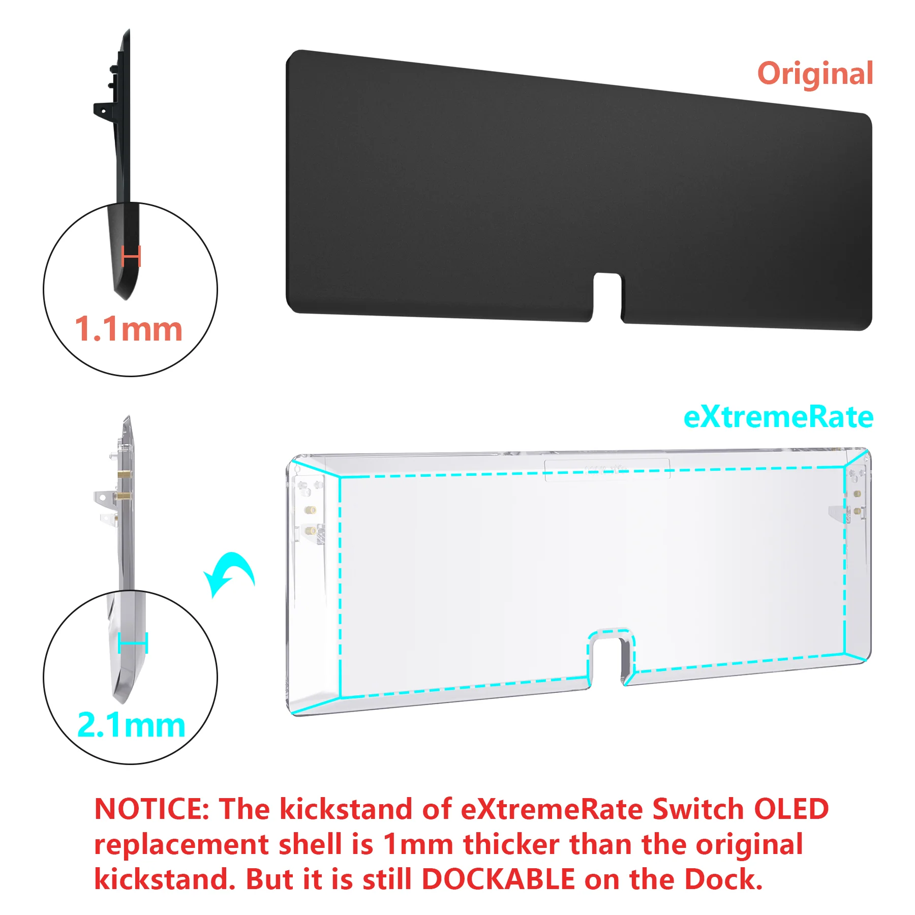 eXtremeRate Custom Replacement Full Set Shell with Buttons for Nintendo Switch OLED - Crystal Clear - Image 12