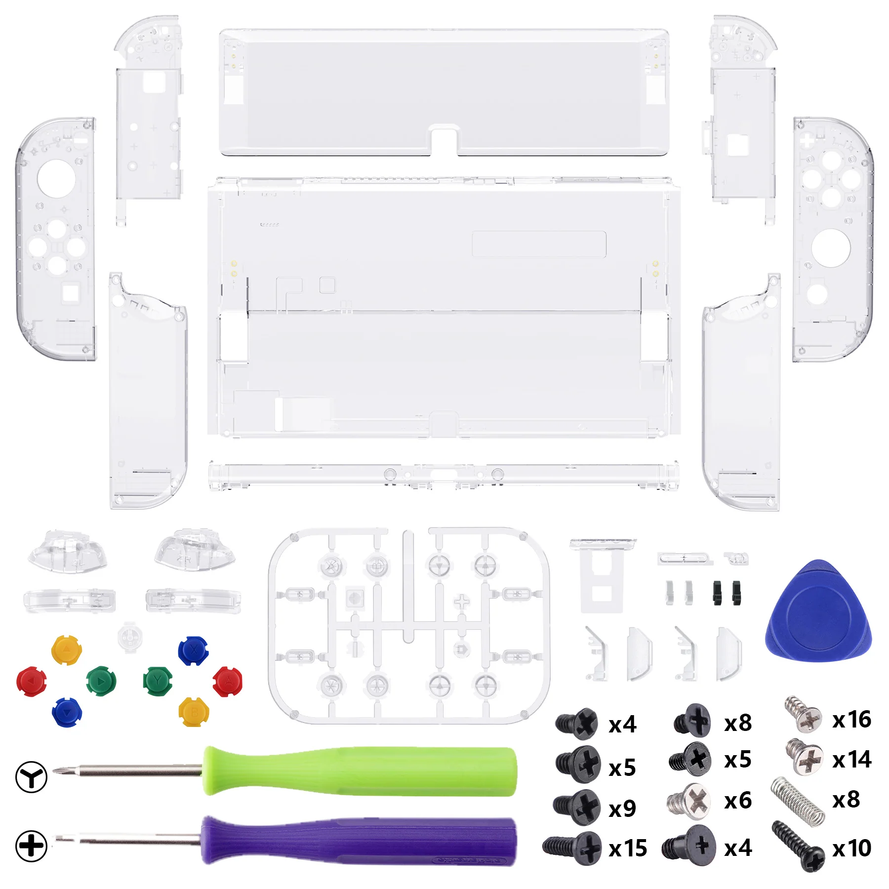 eXtremeRate Custom Replacement Full Set Shell with Buttons for Nintendo Switch OLED - Crystal Clear - Image 2