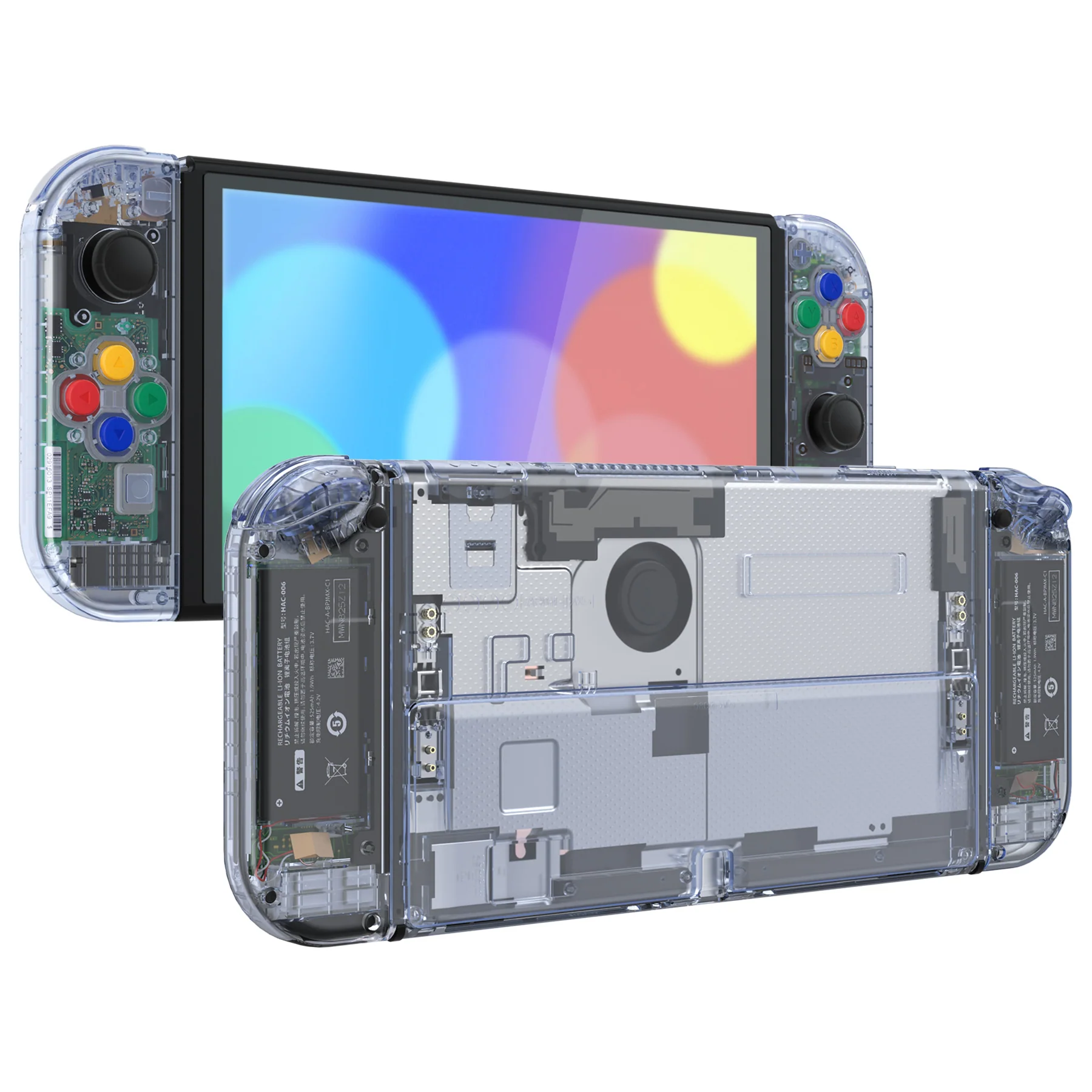 eXtremeRate Custom Replacement Full Set Shell with Buttons for Nintendo Switch OLED - Crystal Clear Glacier Blue