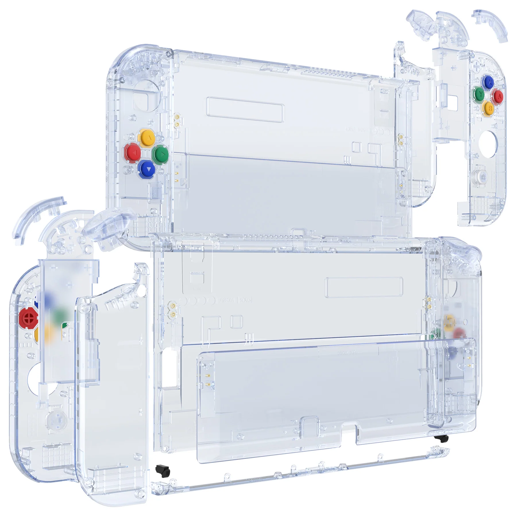 eXtremeRate Custom Replacement Full Set Shell with Buttons for Nintendo Switch OLED - Crystal Clear Glacier Blue - Image 10