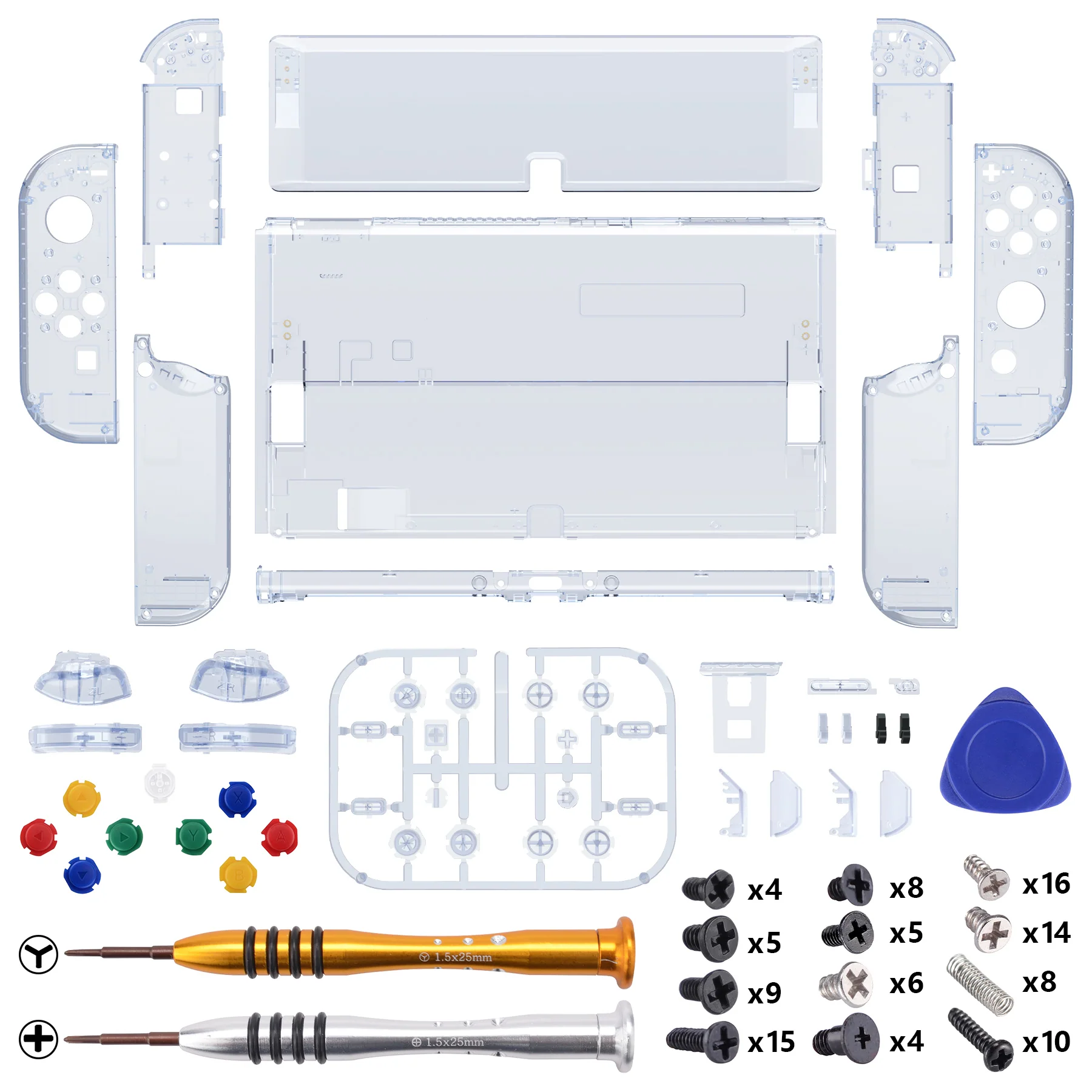 eXtremeRate Custom Replacement Full Set Shell with Buttons for Nintendo Switch OLED - Crystal Clear Glacier Blue - Image 2