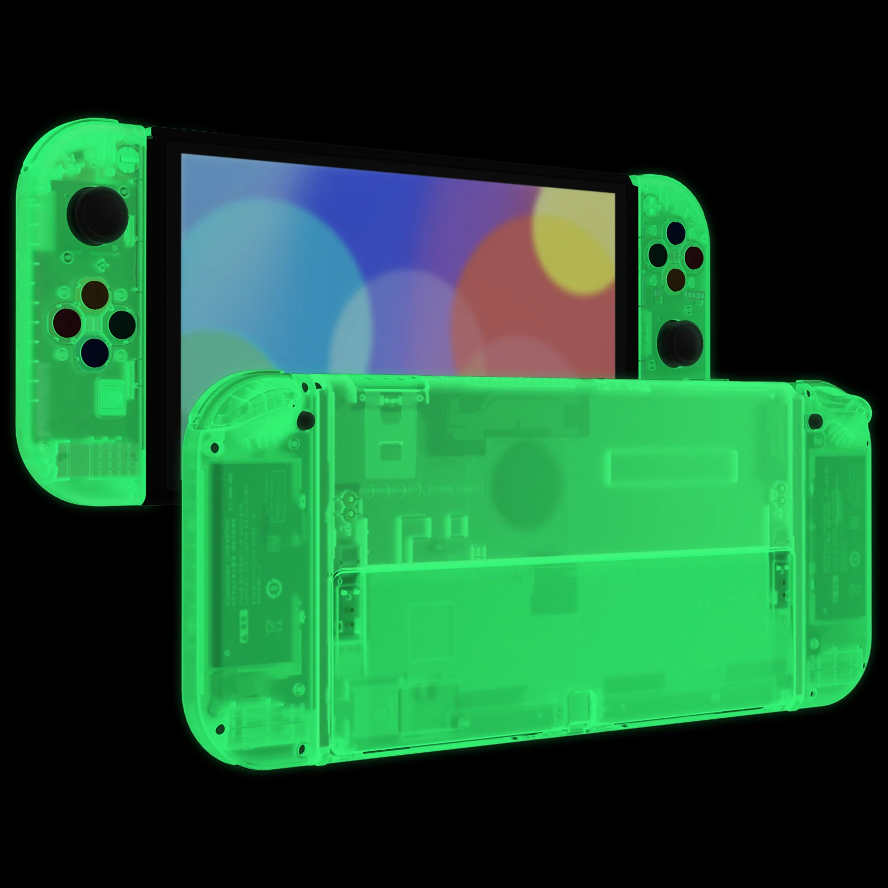 eXtremeRate Custom Replacement Full Set Shell with Buttons for Nintendo Switch OLED - Glow in Dark - Green - Image 3