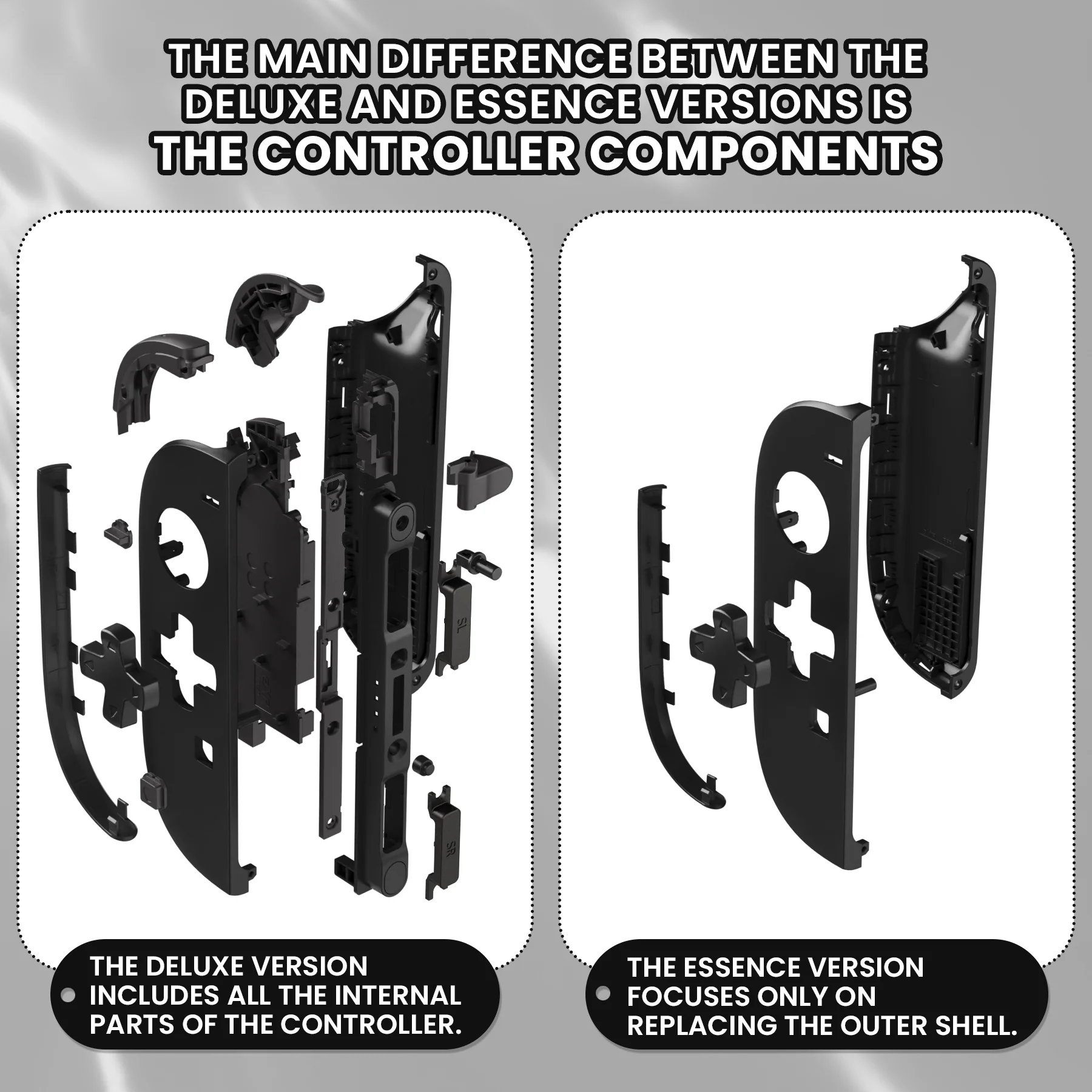 eXtremeRate D-Pad Version Replacement Full Set Shell Case with Buttons for Joycon 2 of Nintendo Switch 2 - Essence Version - Black - Image 3