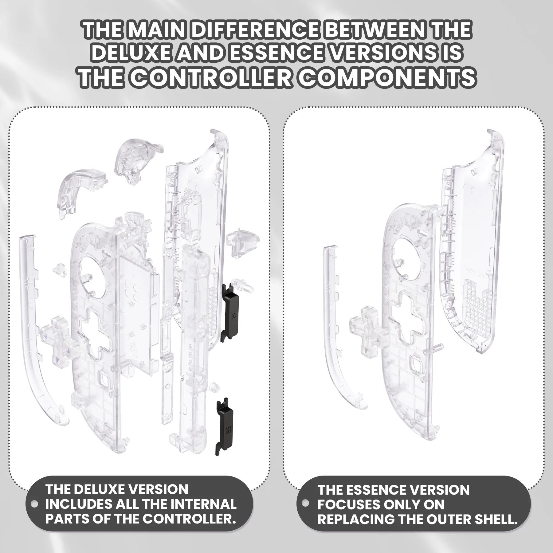 eXtremeRate D-Pad Version Replacement Full Set Shell Case with Buttons for Joycon 2 of Nintendo Switch 2 - Essence Version - Clear - Image 3