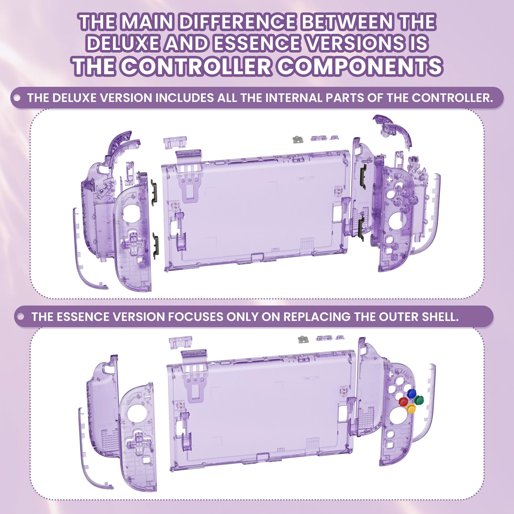 eXtremeRate D-Pad Version Replacement Full Set Shells with Buttons for Nintendo Switch 2 - Deluxe Version - Clear Atomic Purple - Image 3