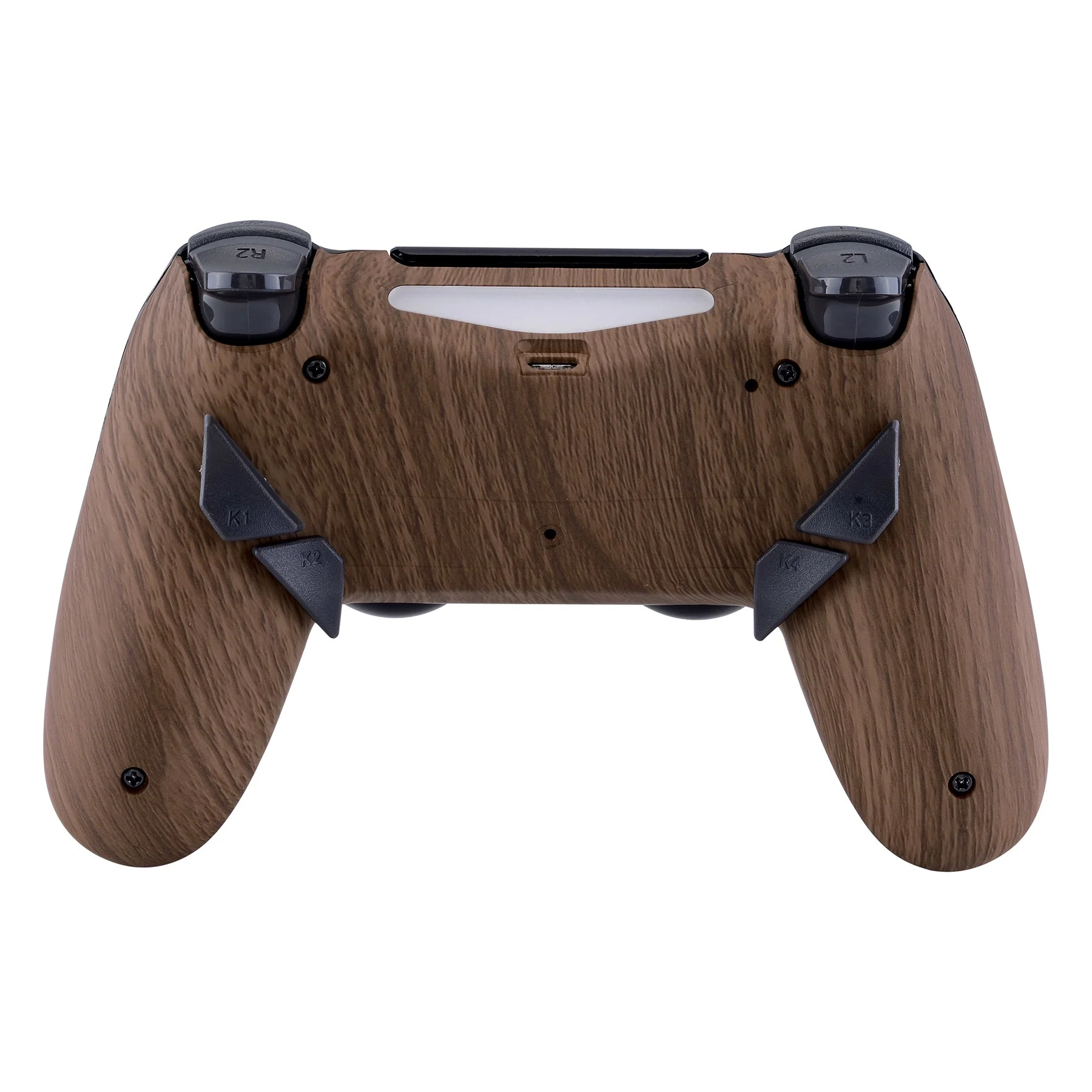 eXtremeRate Dawn Remappable Remap Kit with Redesigned Back Shell & 4 Back Buttons for PS4 Controller JDM 040/050/055 - Wood Grain Patterned - Image 4