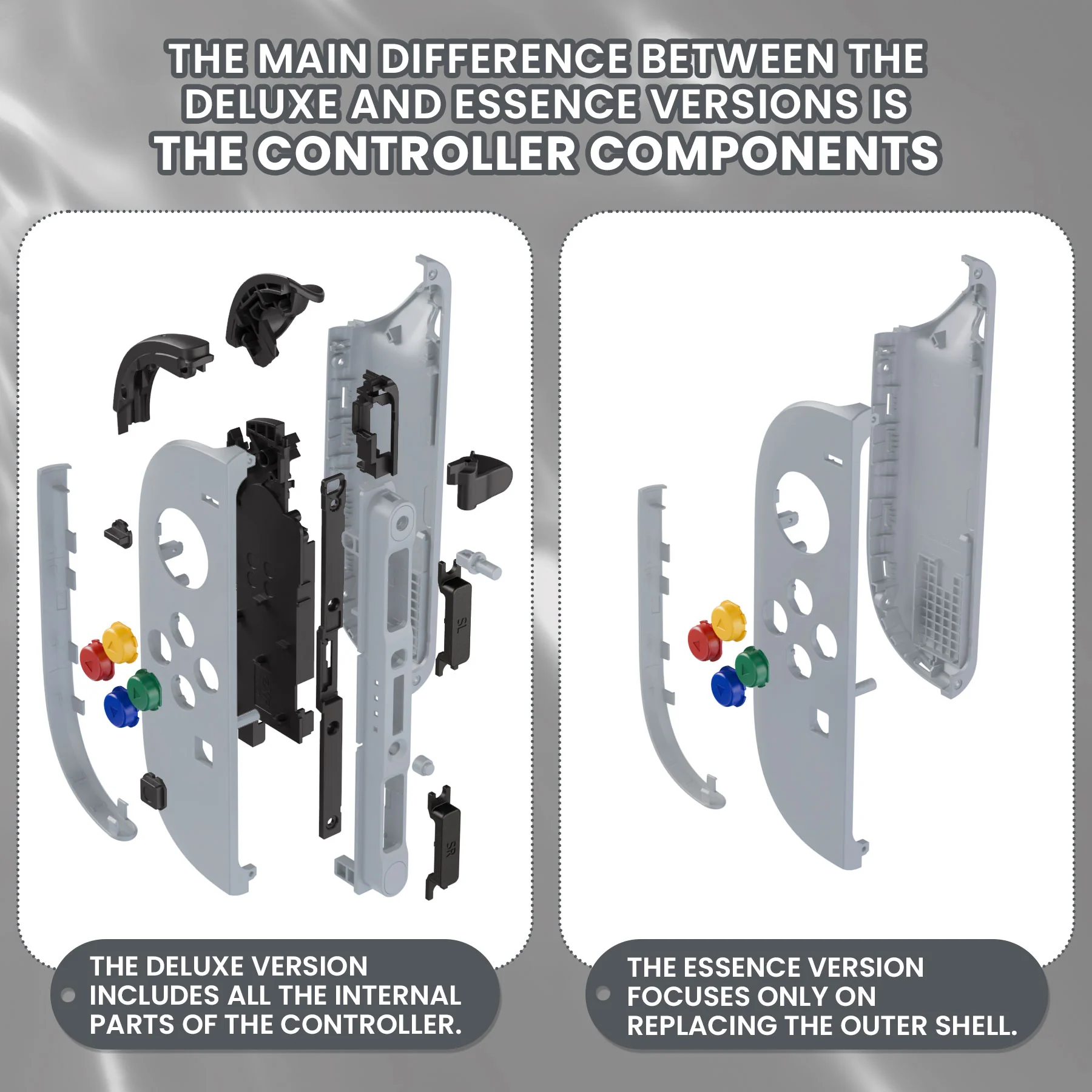 eXtremeRate DIY Replacement Full Set Shell Case with Buttons for Joycon 2 of Nintendo Switch 2 - Deluxe Version - New Hope Gray - Image 3