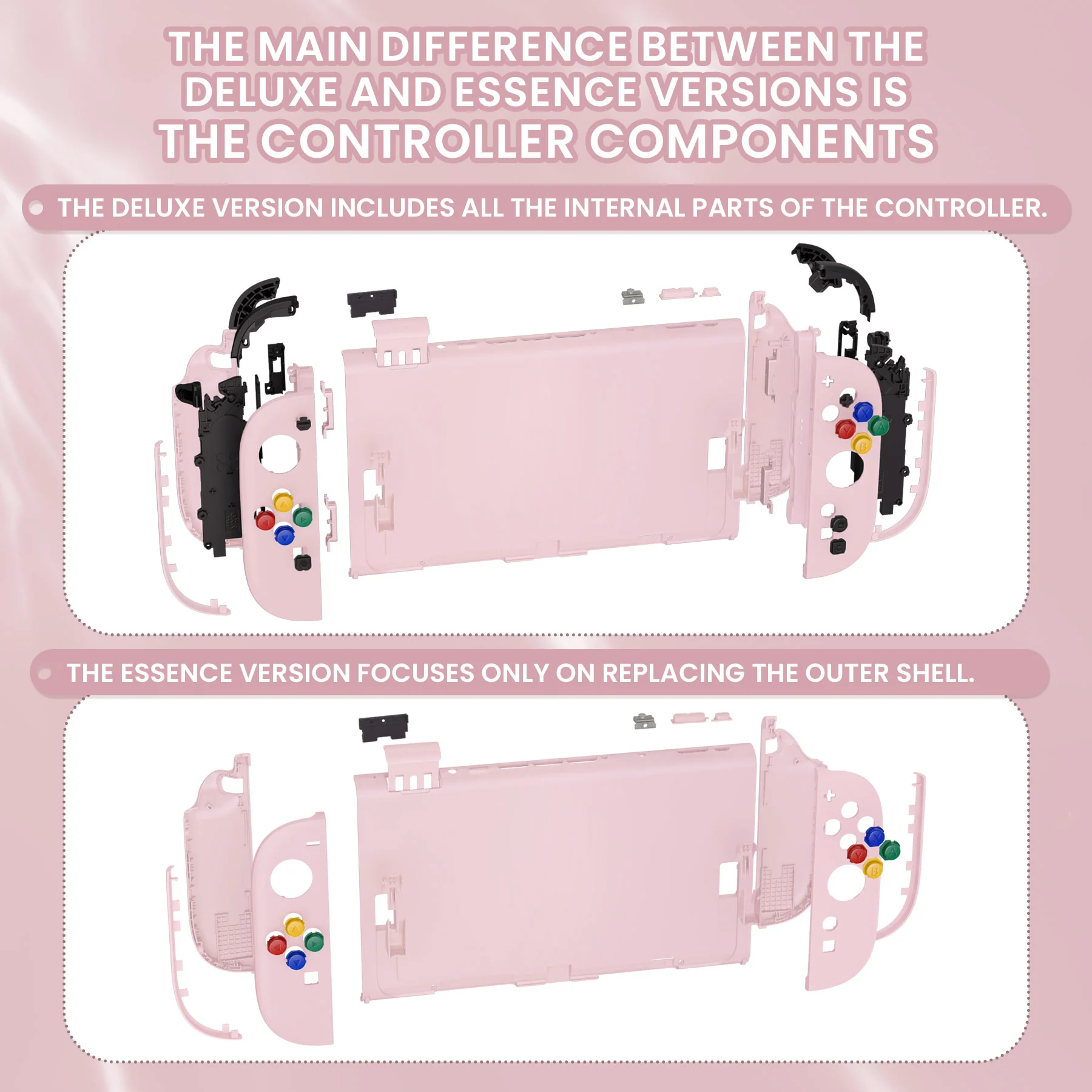 eXtremeRate DIY Replacement Full Set Shells with Buttons for Nintendo Switch 2 - Essence Version - Cherry Blossoms Pink - Image 3