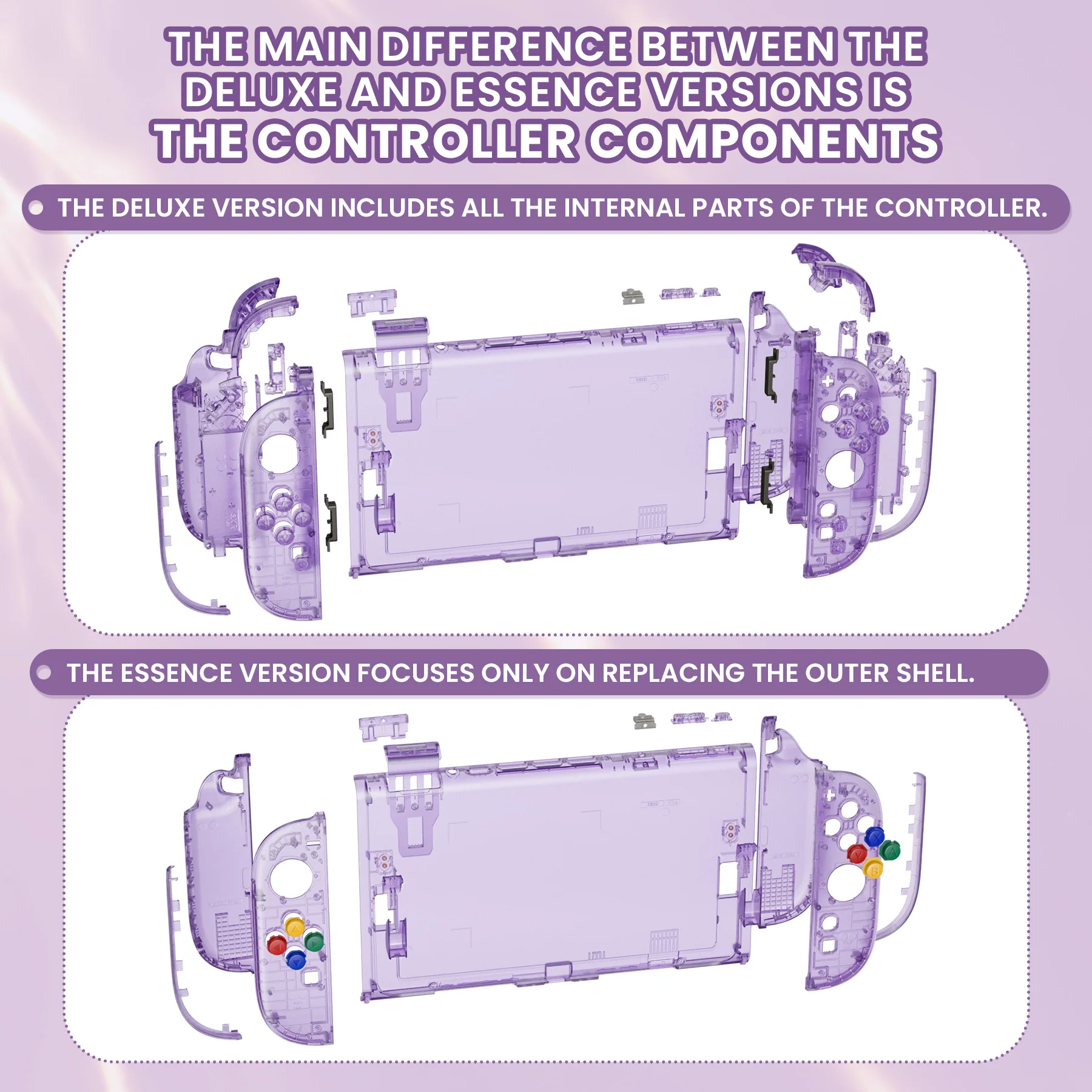 eXtremeRate DIY Replacement Full Set Shells with Buttons for Nintendo Switch 2 - Essence Version - Clear Atomic Purple - Image 3