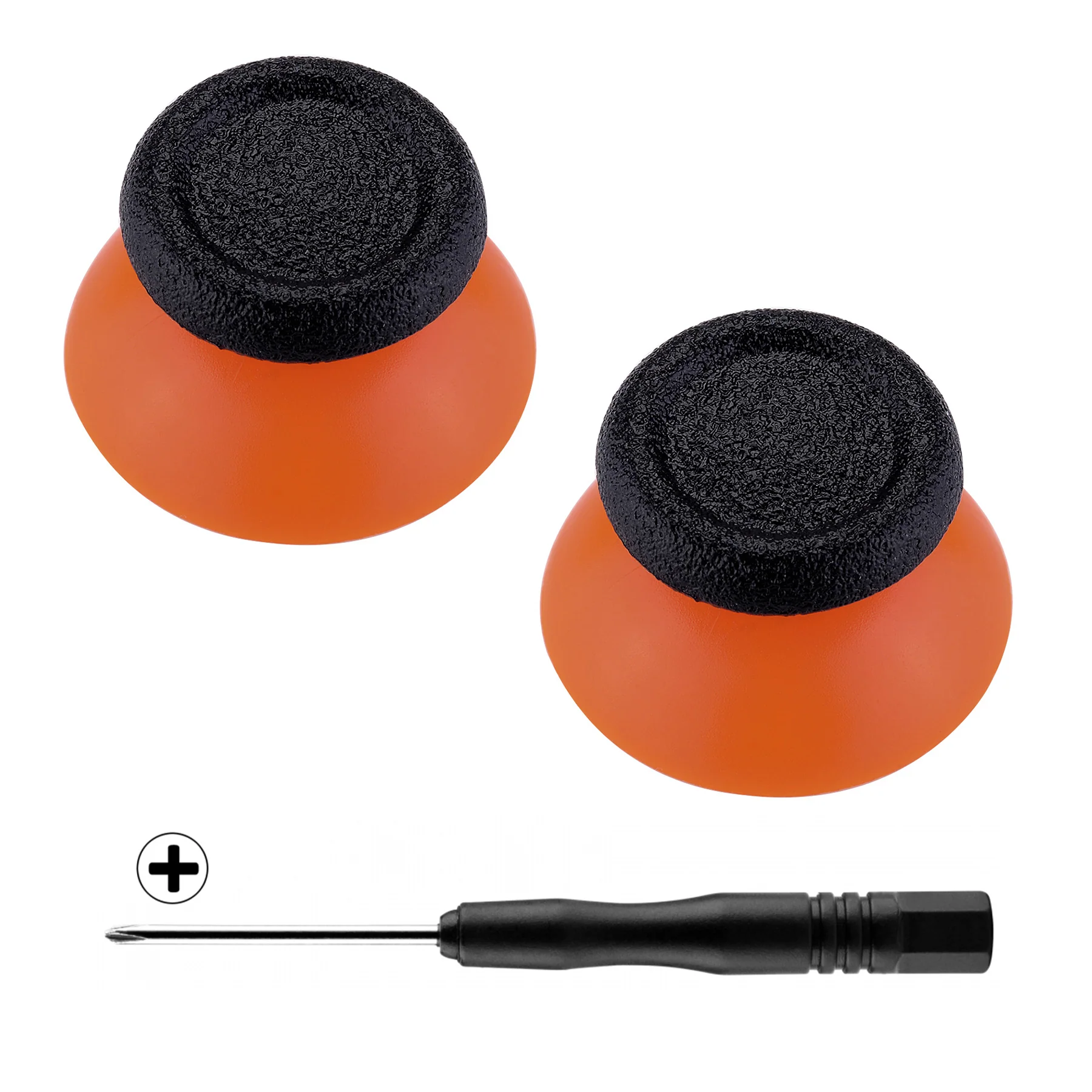 eXtremeRate Dual-Color Replacement 3D Joystick Thumbsticks Compatible with PS4 Slim Pro Controller - Black & Orange