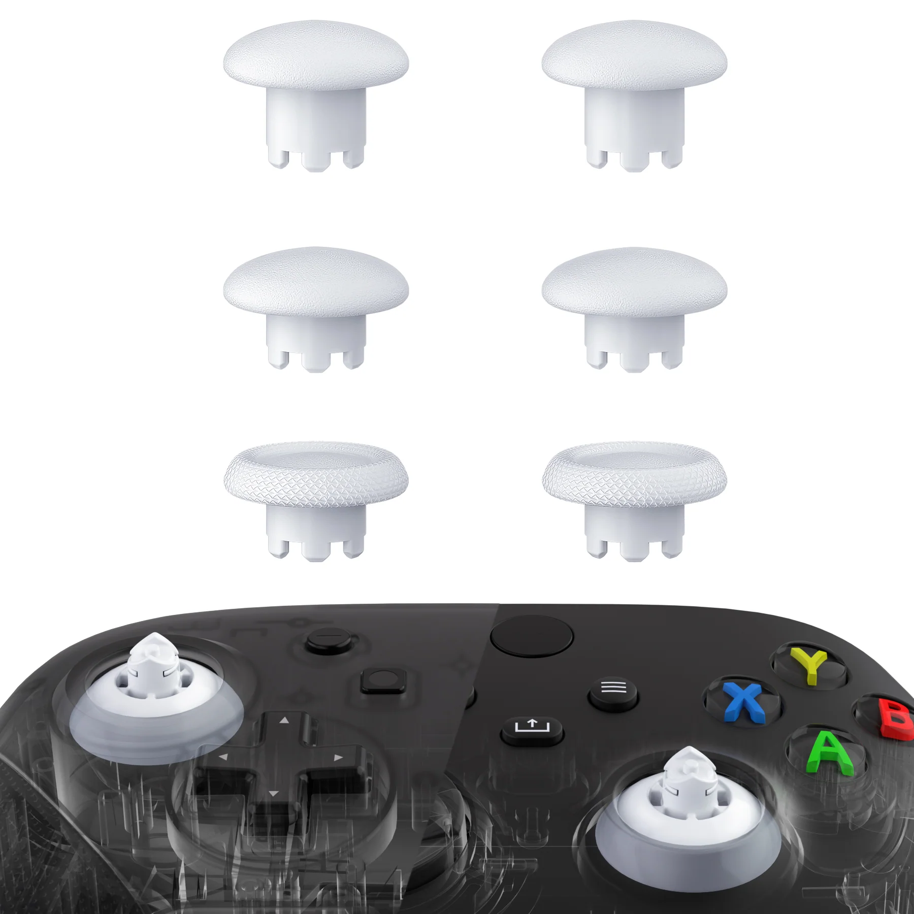 eXtremeRate EDGE Sticks Replacement Interchangeable Thumbsticks for Xbox Series X/S & Xbox Core & Xbox One X/S & Xbox Elite V1 & NS Switch Pro Controller - Robot White