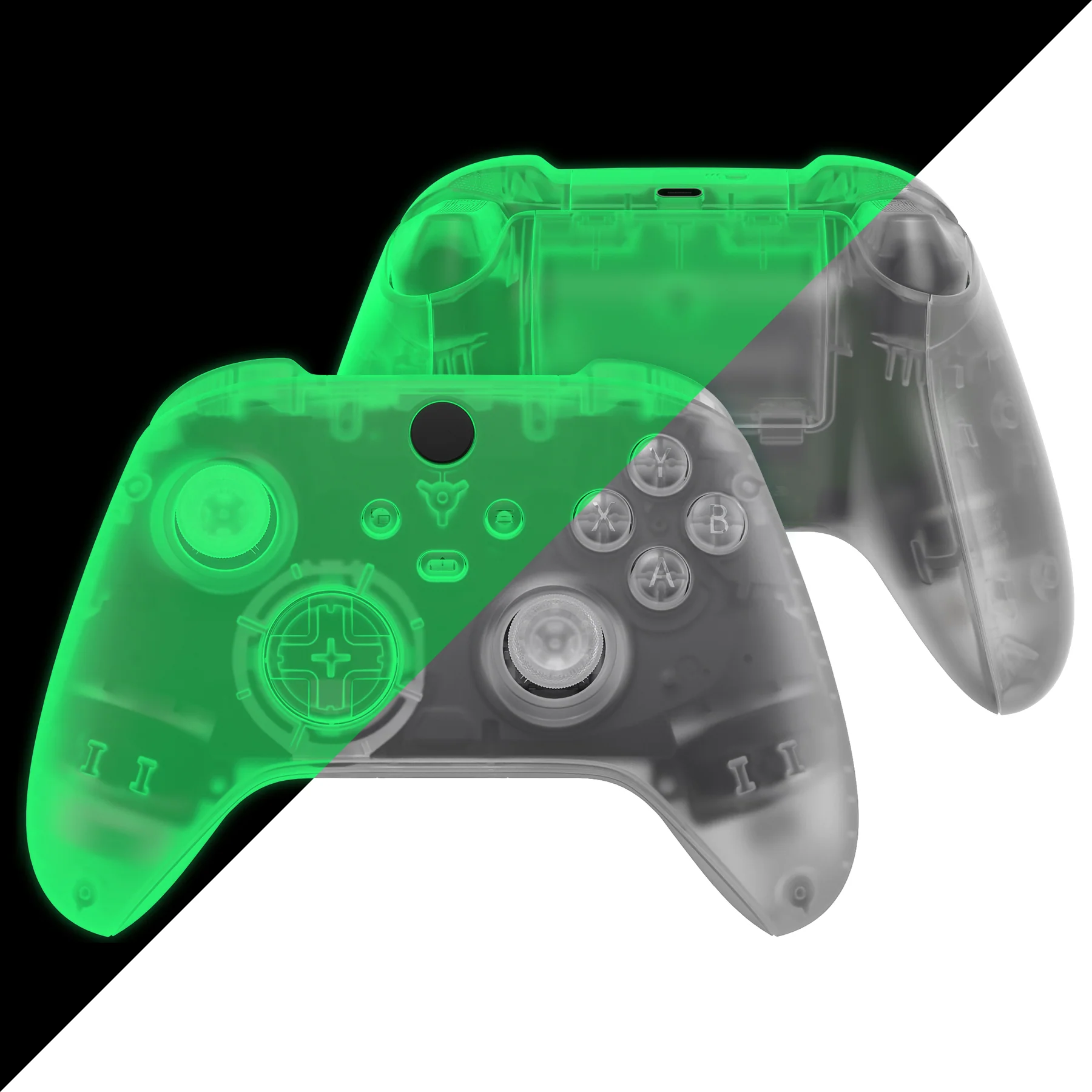 eXtremeRate Full Set Housing Shell Case with Buttons for Xbox Series X & S Controller - Glow in Dark - Green