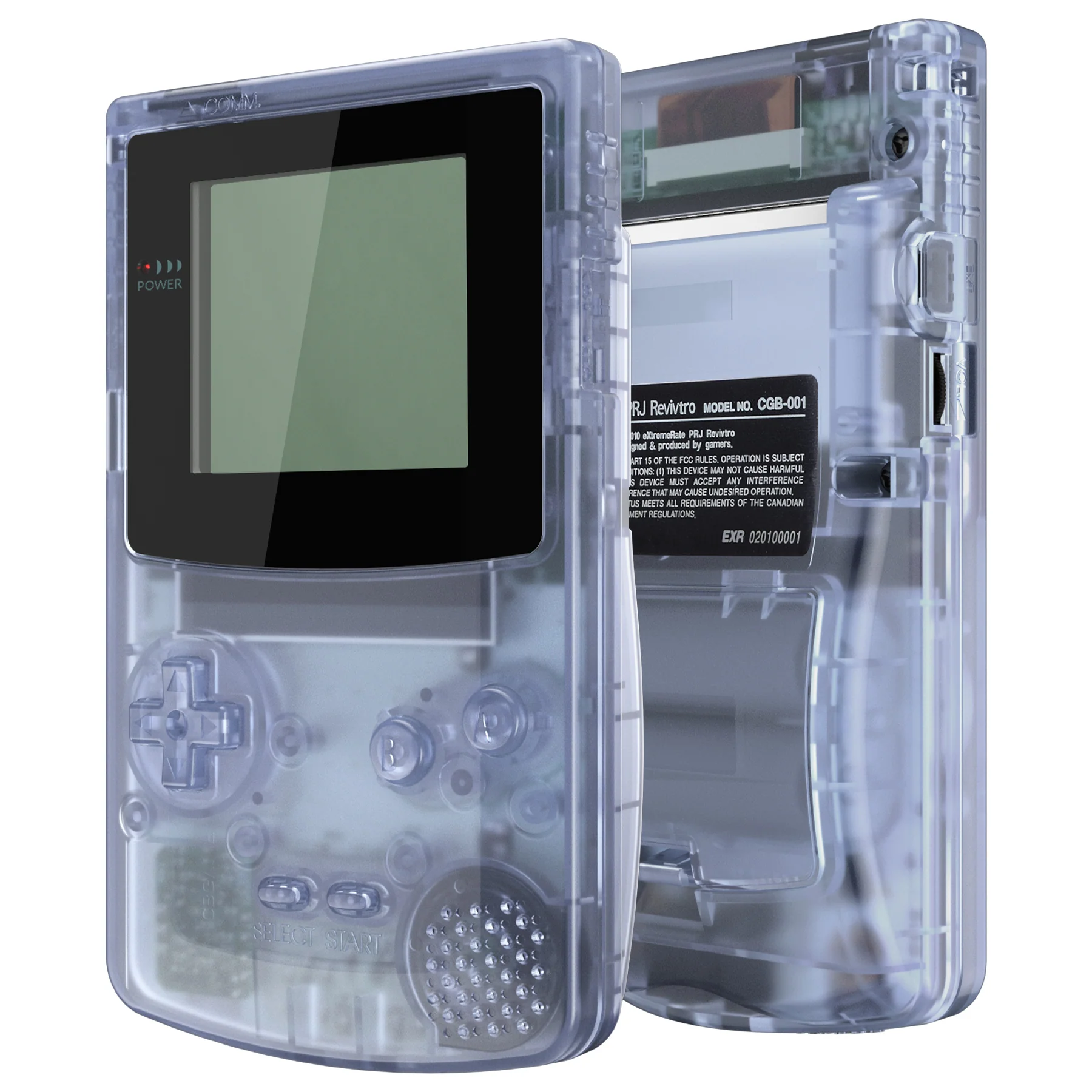 eXtremeRate IPS Ready Upgraded GBC Replacement Full Set Shells with Buttons & Black Screen Lens for Gameboy Color, Compatible with GBC OSD IPS & Regular IPS & Standard LCD - Clear Glacier Blue